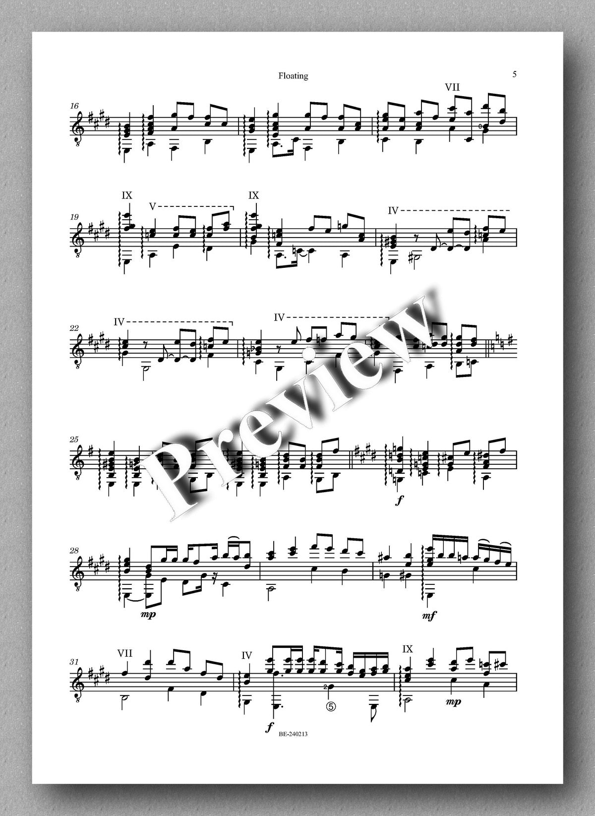 Peter Nagtzaam, Floating - preview of the Music score 2