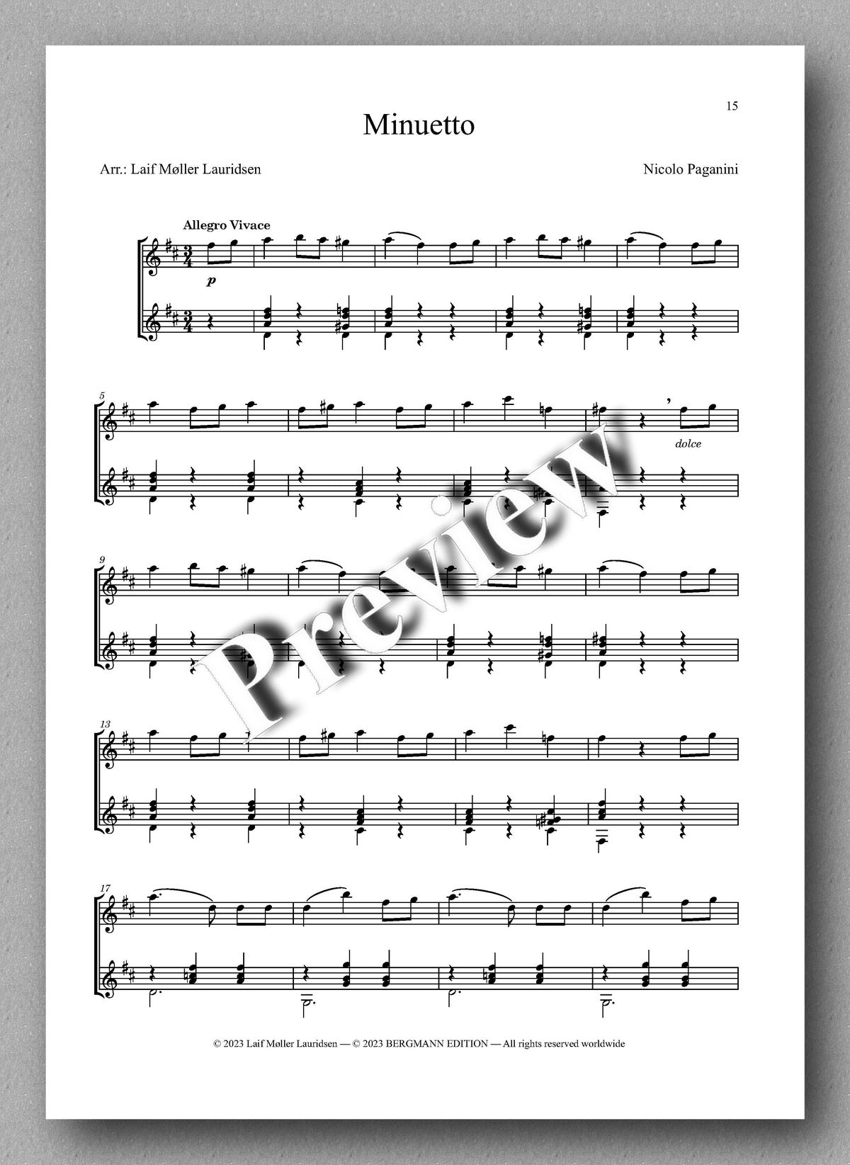 Nicolo Paganini, Six Pieces - preview of the music score 3