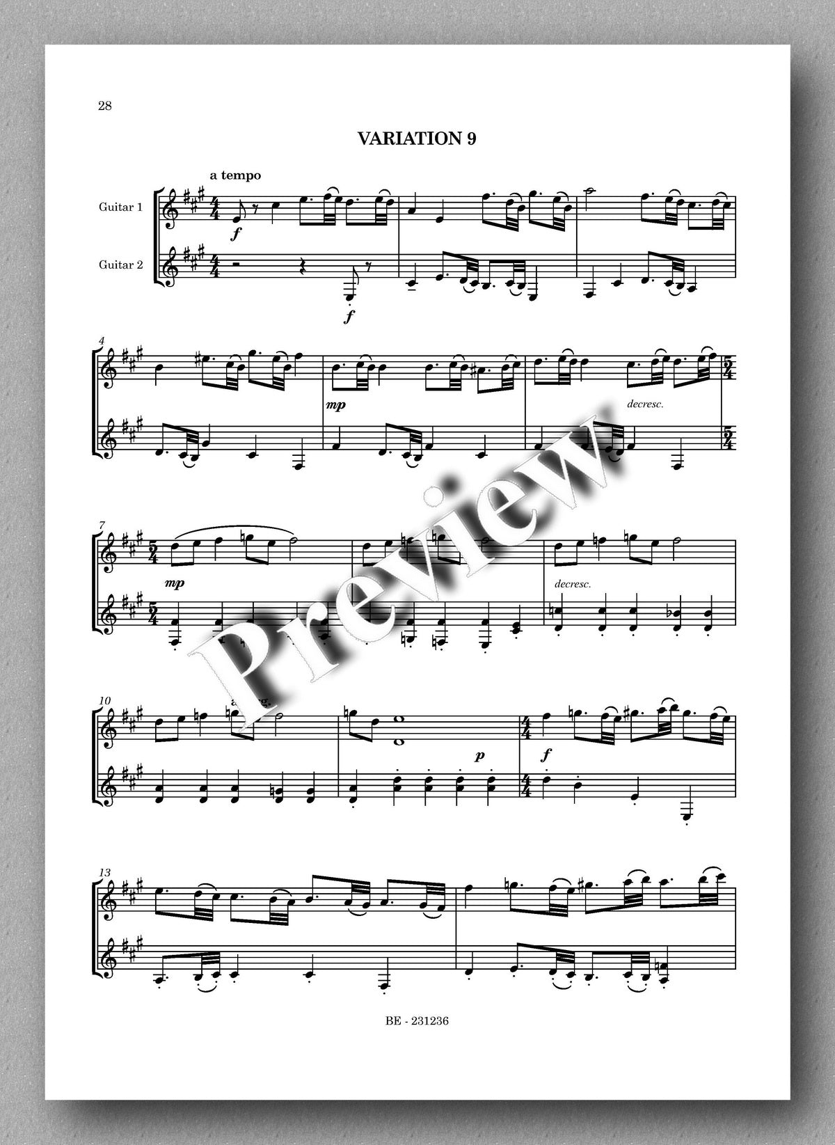 Theme & Variations by Brent Parker - preview of the music score 5