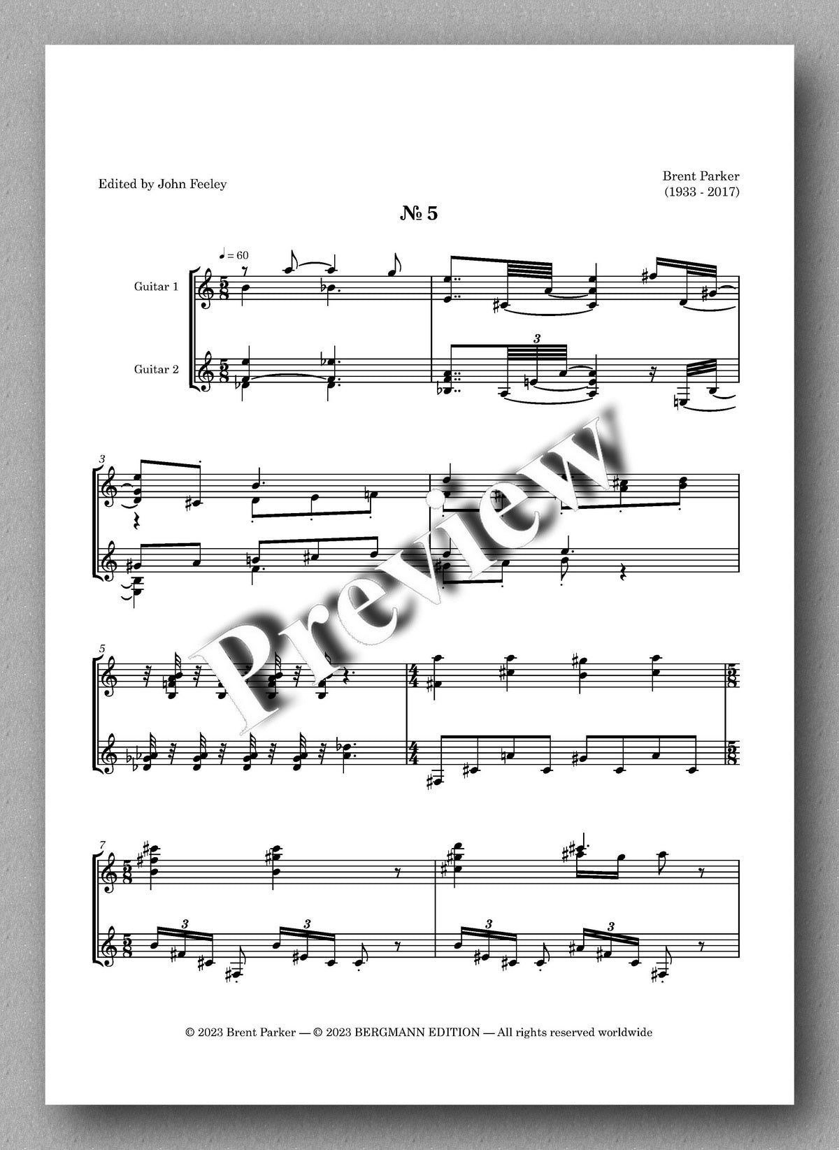 Five Spanish Pieces by Brent Parker - preview of the music score 5