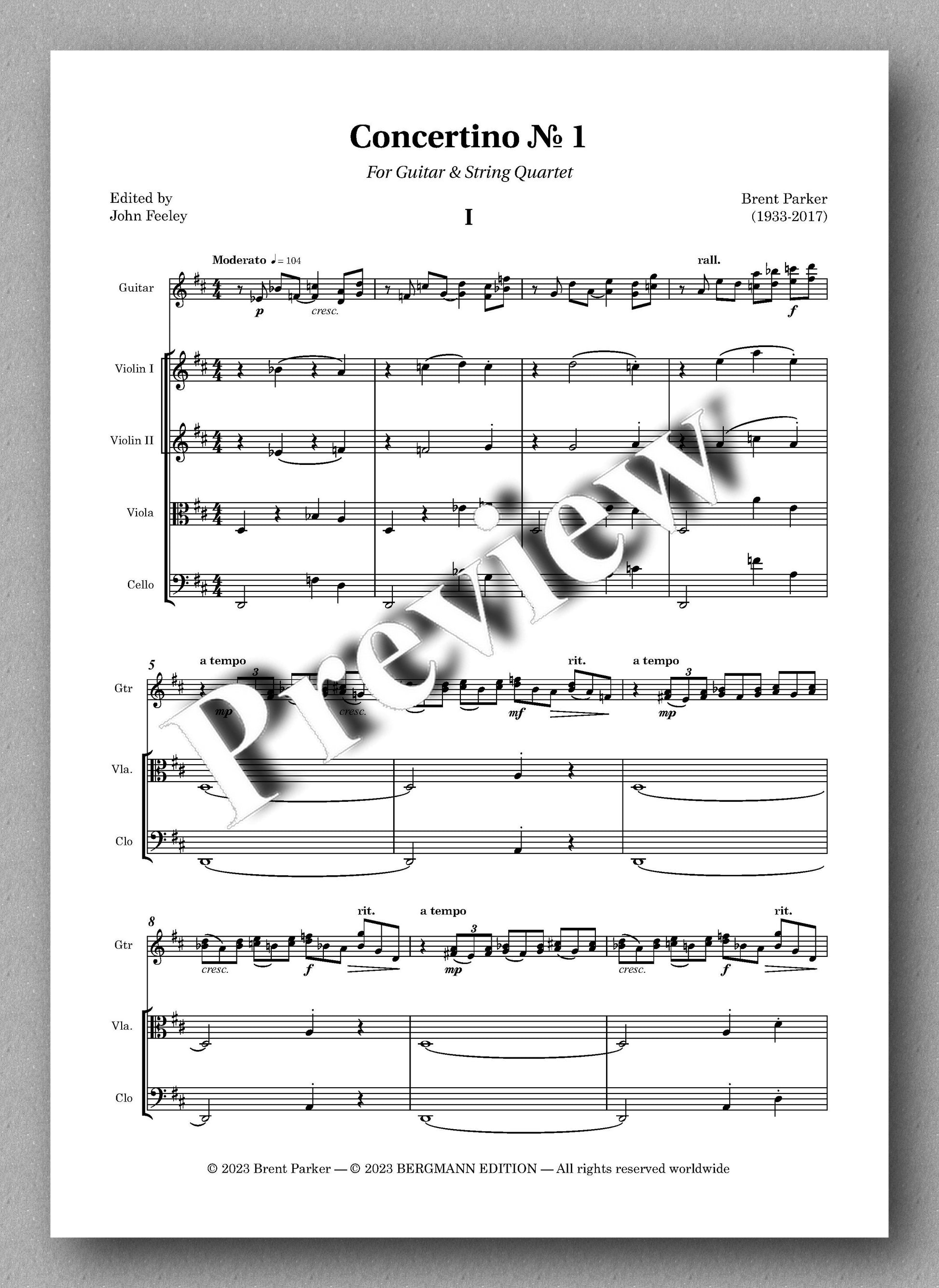 Concertino № 1 by Brent Parker - preview of the music score 1