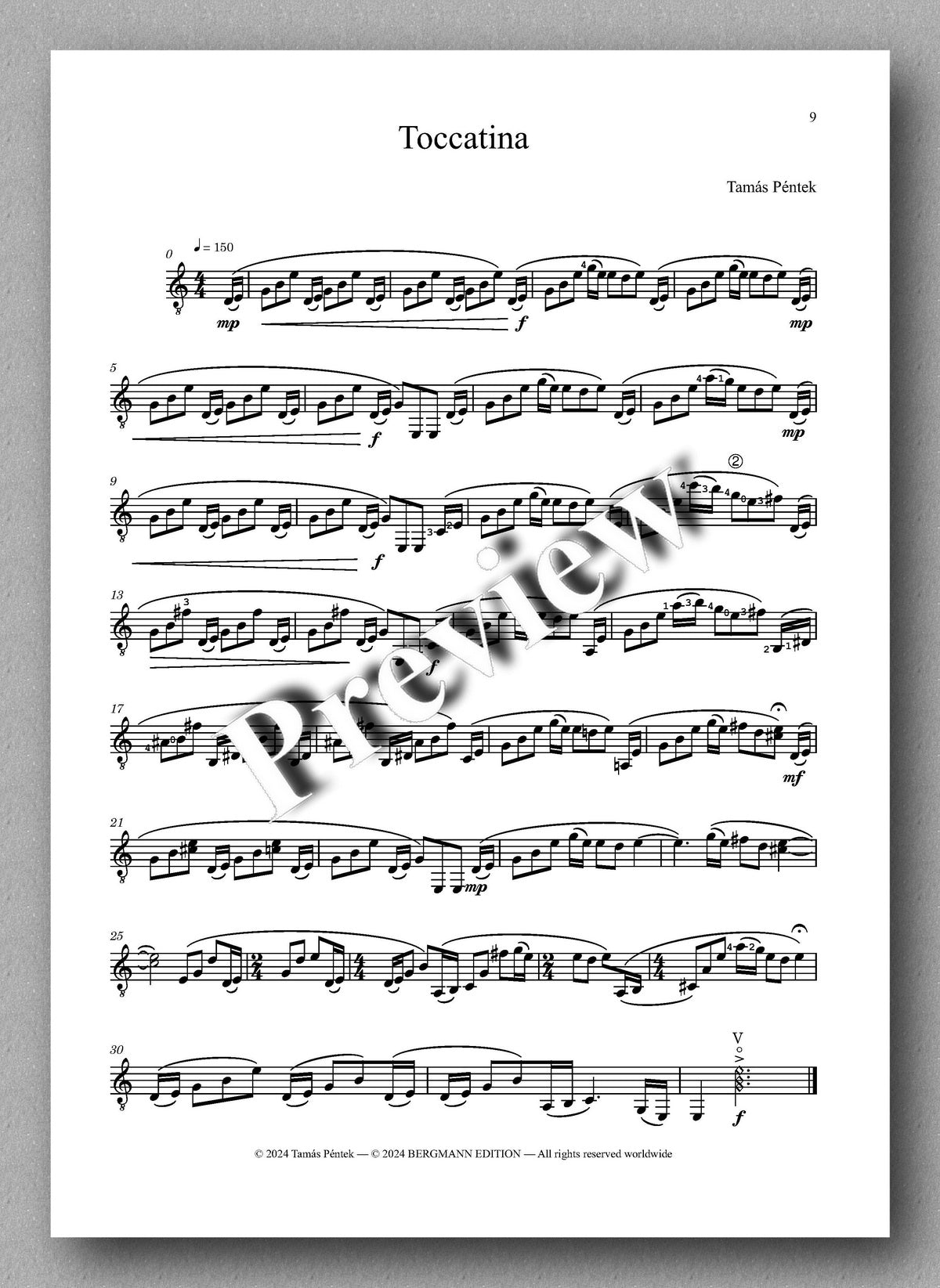Tamás Péntek, Studies- preview of the music score 2