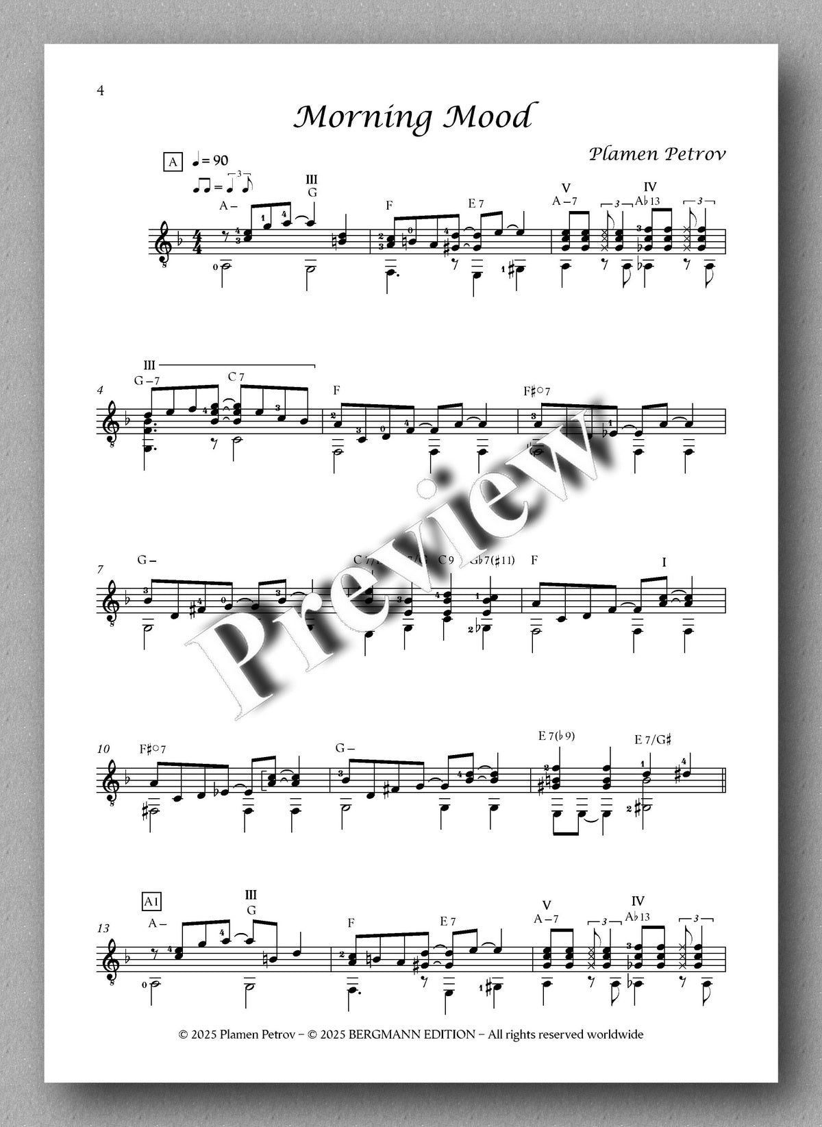 Three Jazz Pieces by Plamen Petrov - preview of the music score 1