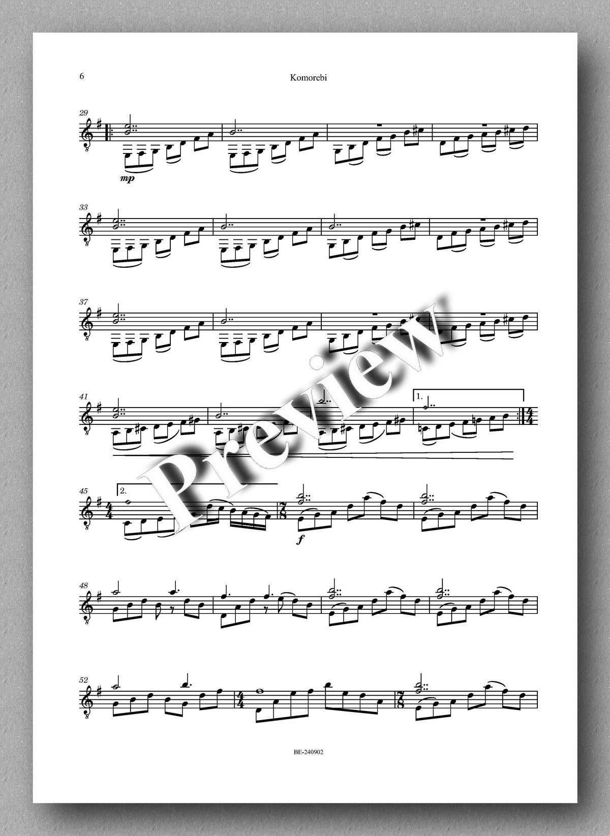 Mike Reardon, Komorebi - preview of the music score 2