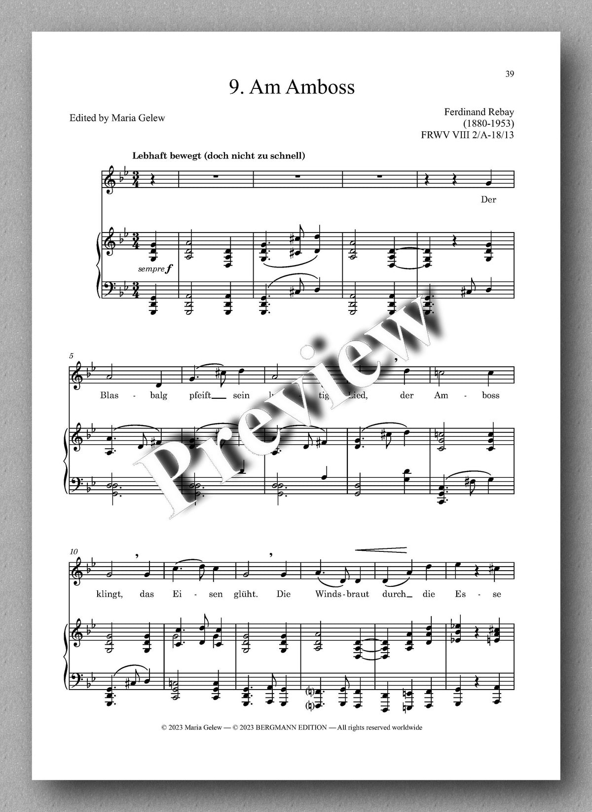 Rebay, Des Schmiedegesellen Leid und Glück - preview of the music score 5