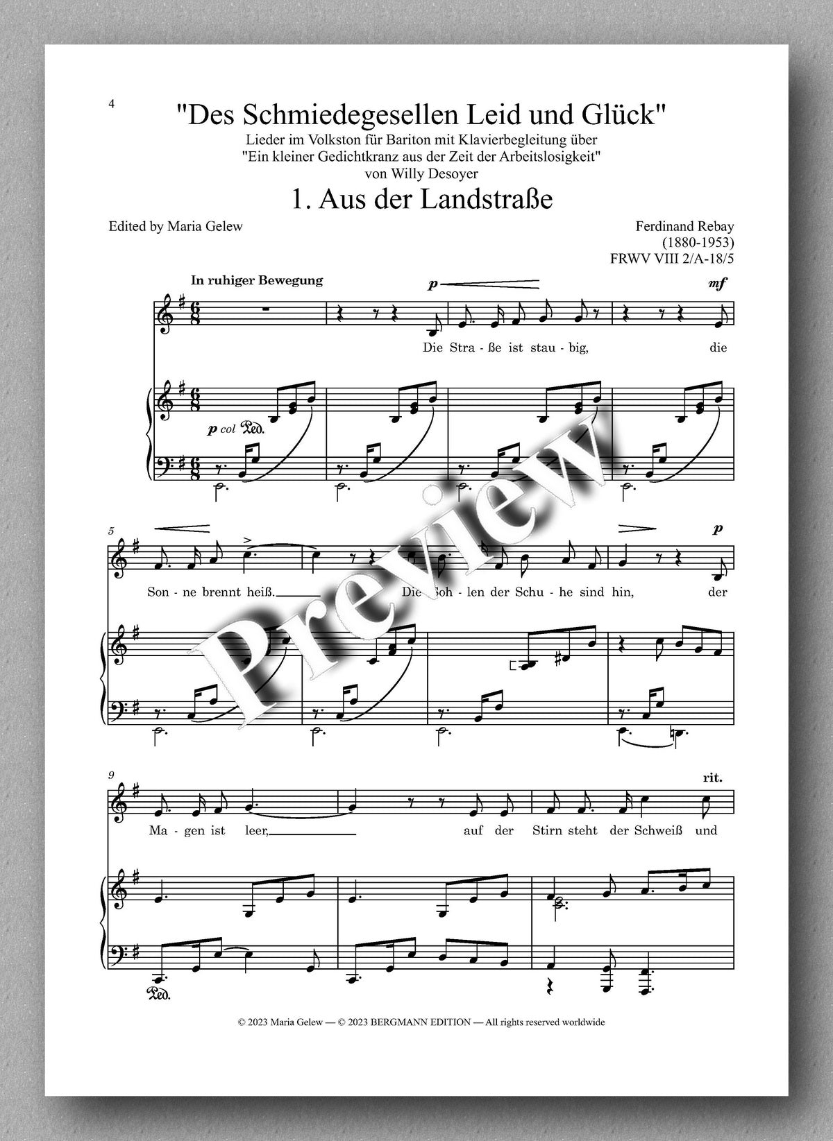Rebay, Des Schmiedegesellen Leid und Glück - preview of the music score 1