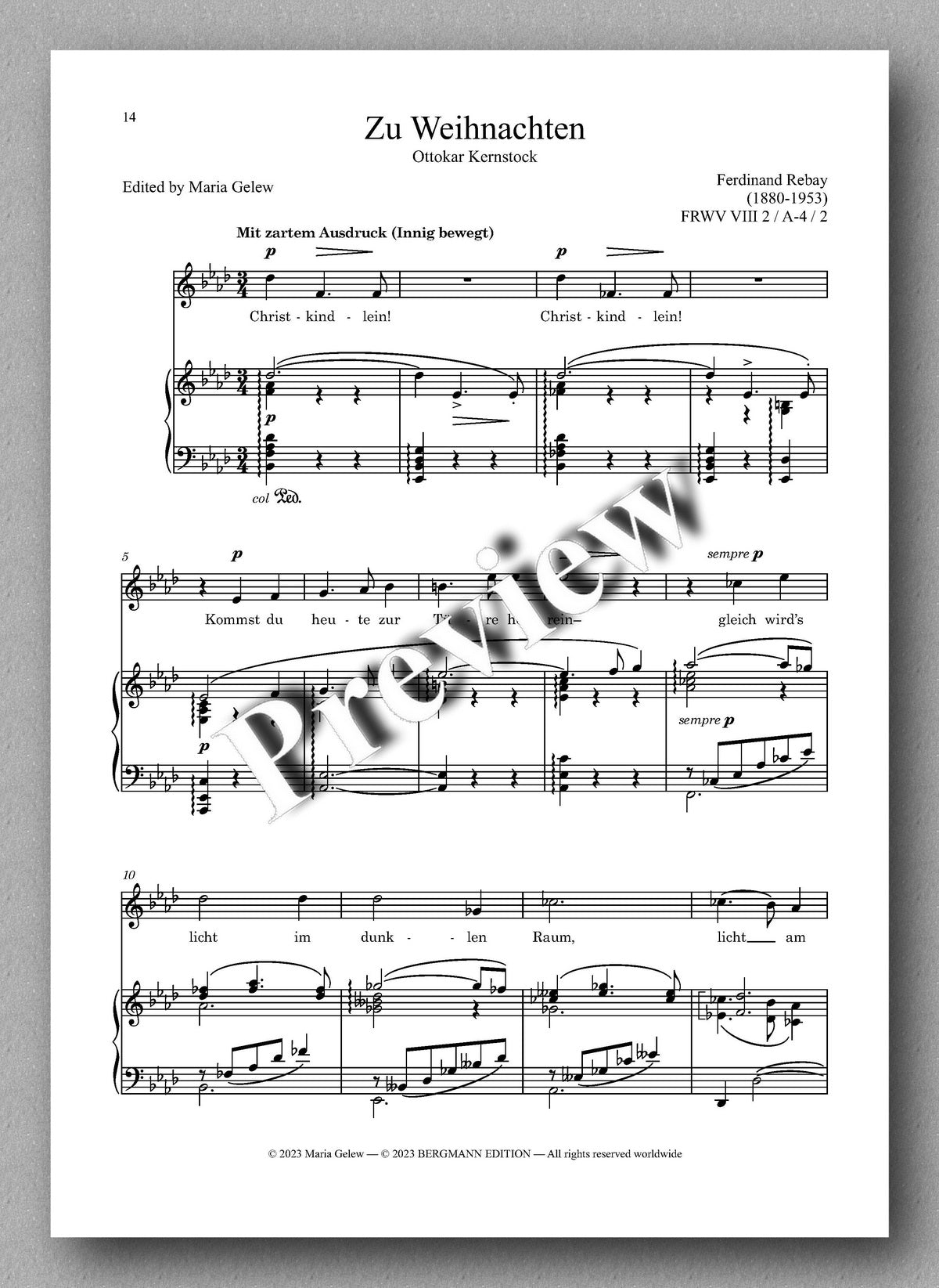 Ferdinand Rebay, Lieder nach Gedichten von Ottokar Kernstock und Kurt Falk - preview of the music score 2