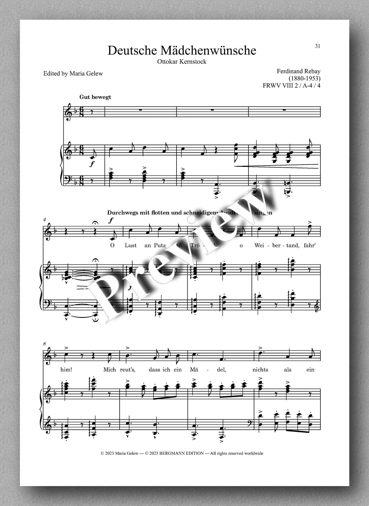 Ferdinand Rebay, Lieder nach Gedichten von Ottokar Kernstock und Kurt Falk - preview of the music score 3