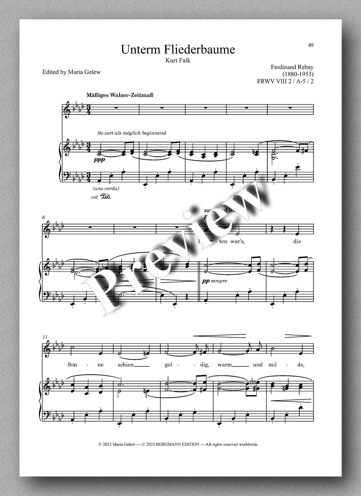 Ferdinand Rebay, Lieder nach Gedichten von Ottokar Kernstock und Kurt Falk - preview of the music score 4