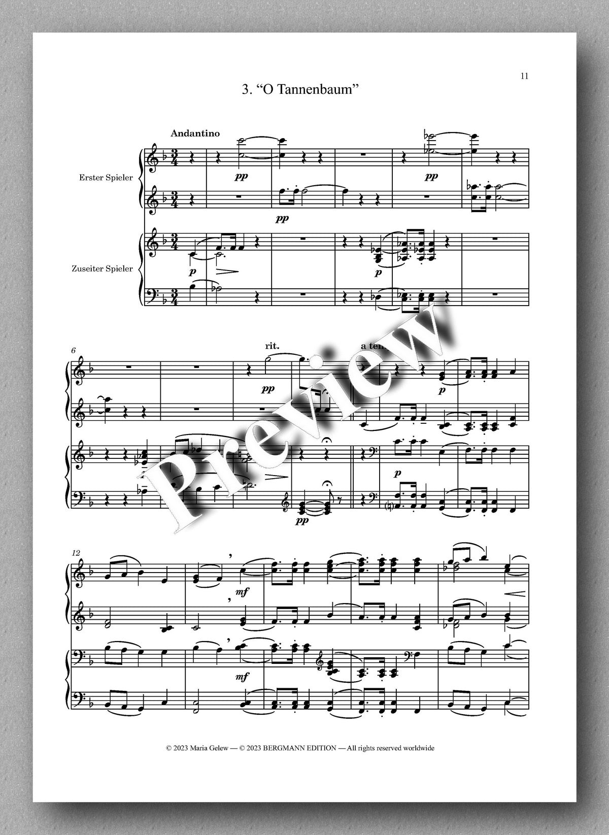 Ferdinand Rebay, Kleine Weihnachts-Serenade - preview of the music score 3