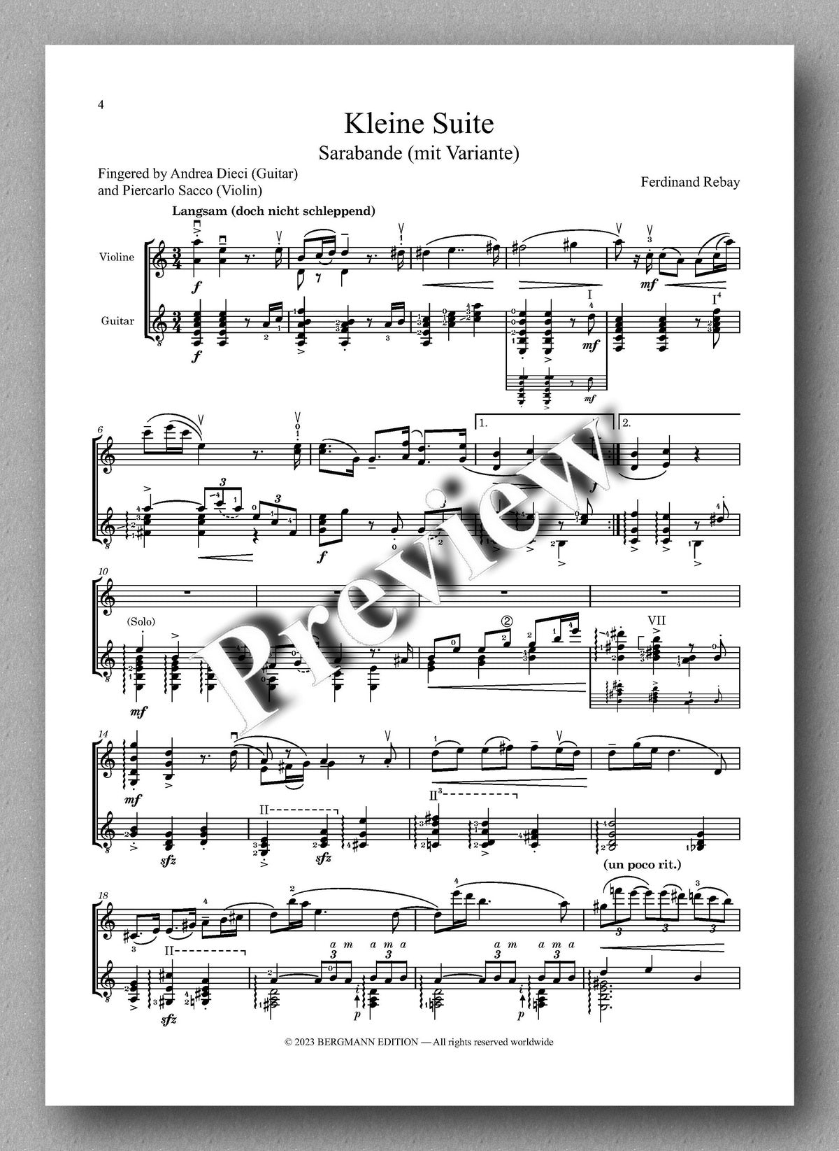 Ferdinand Rebay, Kleine Suite - preview of the music score 1