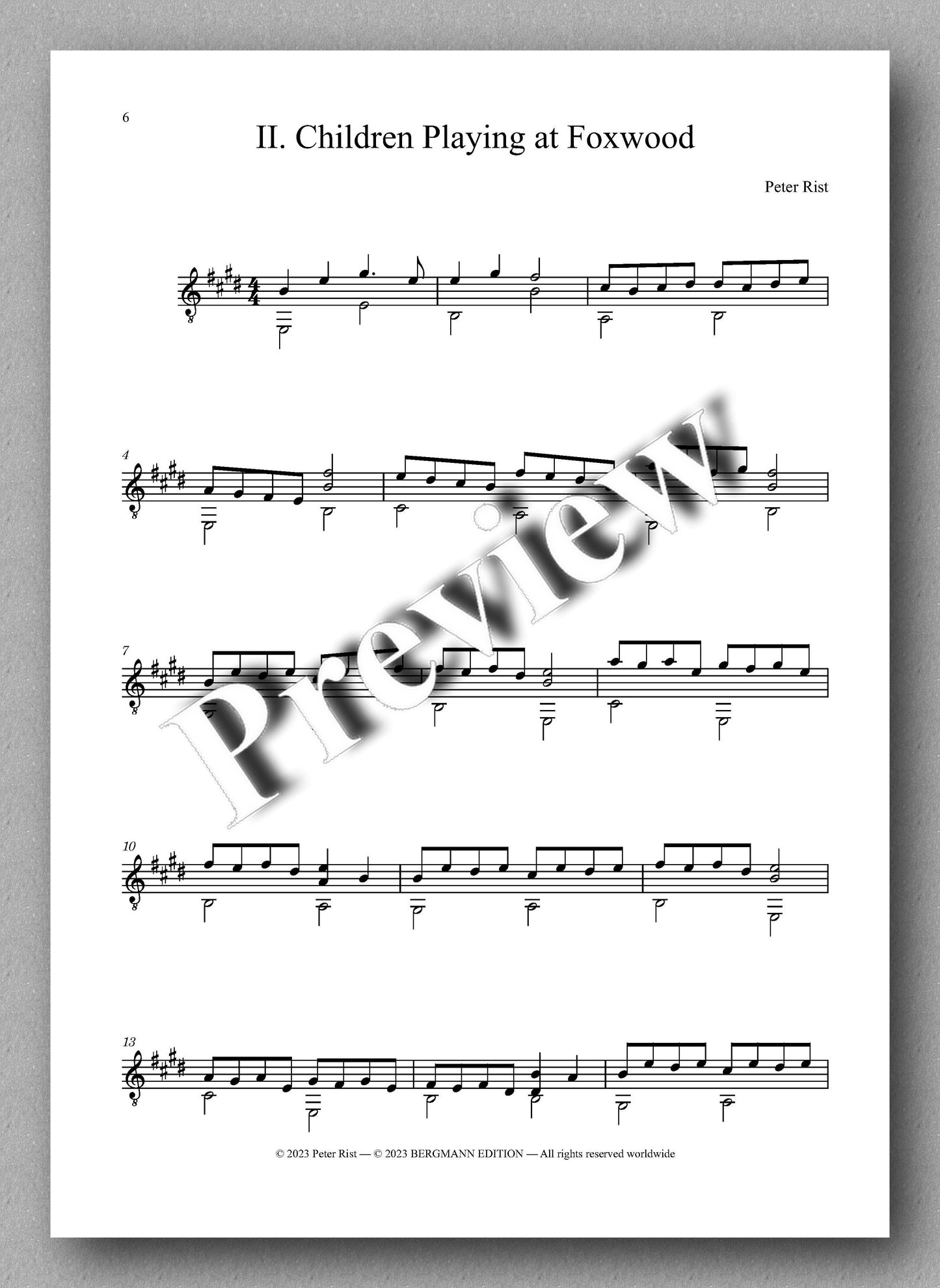 Five Canadian Pieces by Peter Rist - preview of the music score 2