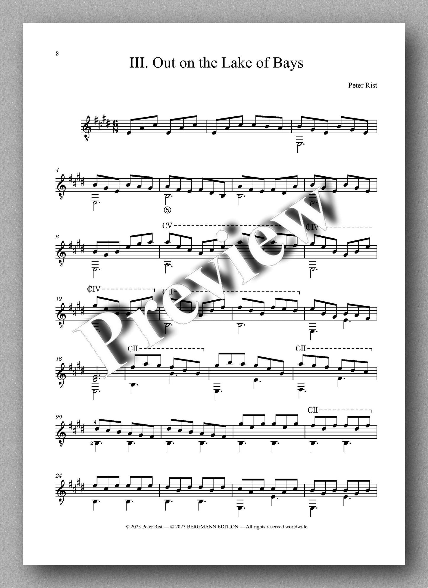 Five Canadian Pieces by Peter Rist - preview of the music score 3