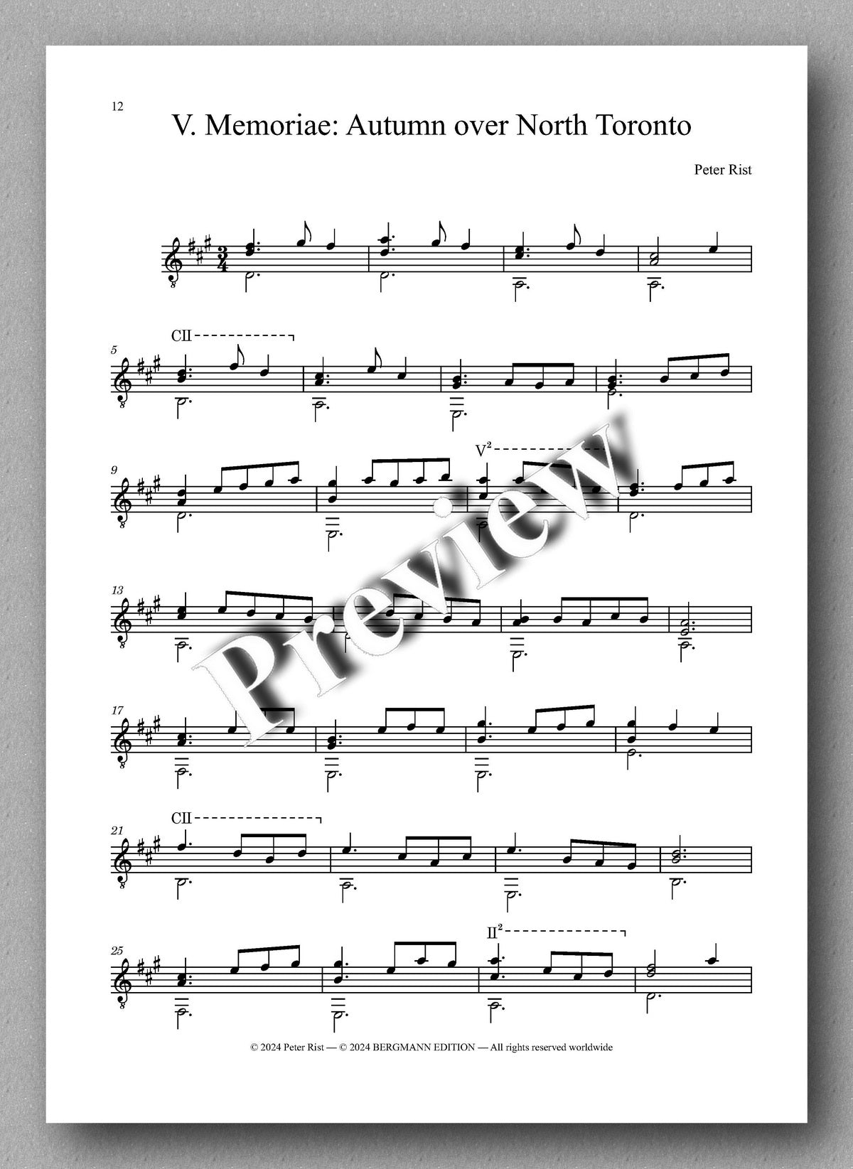 Five Pieces for Toronto by Peter Rist - preview of the music score 5