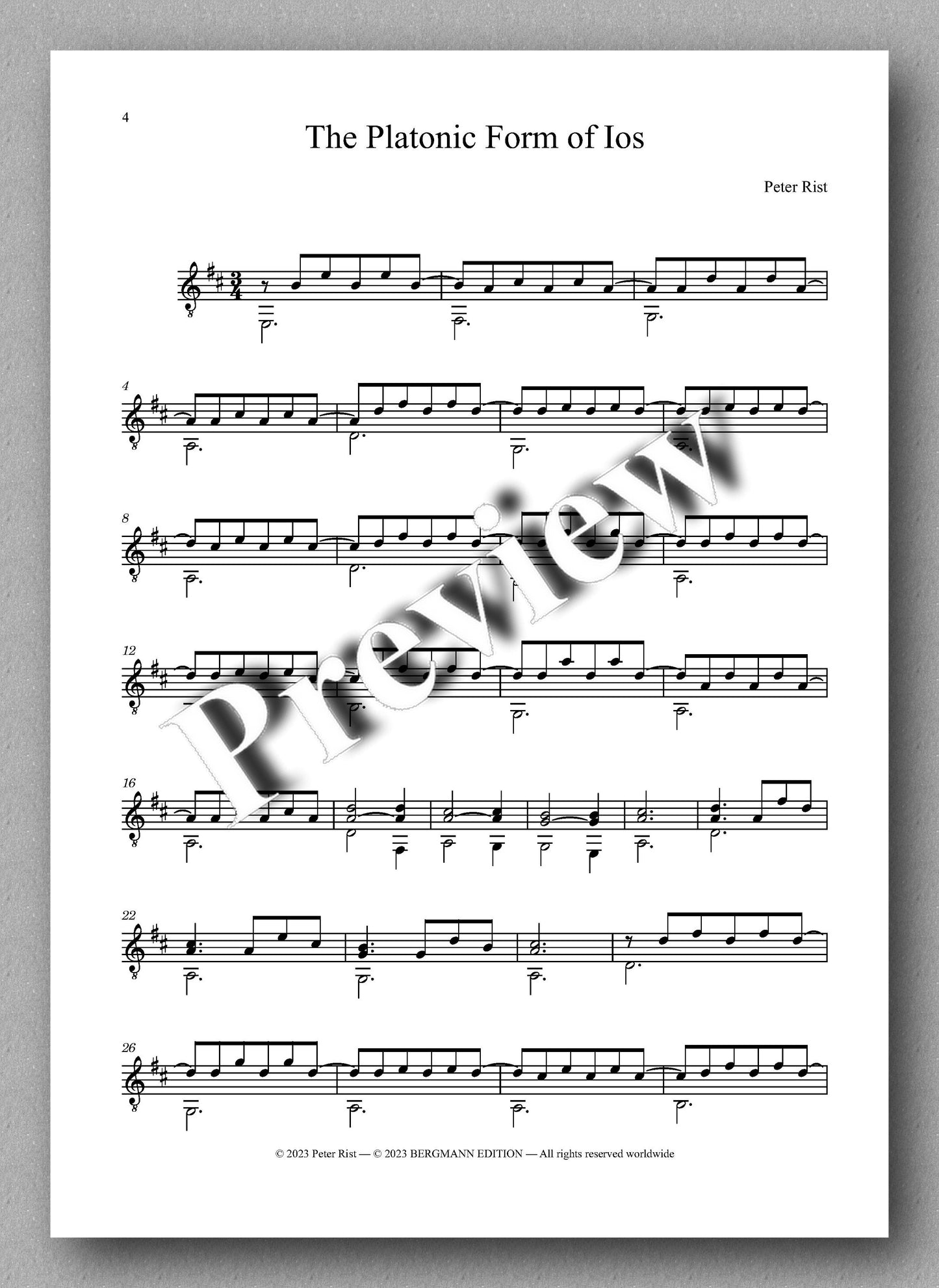 Peter Rist, The Platonic Form of Ios - preview of the music score