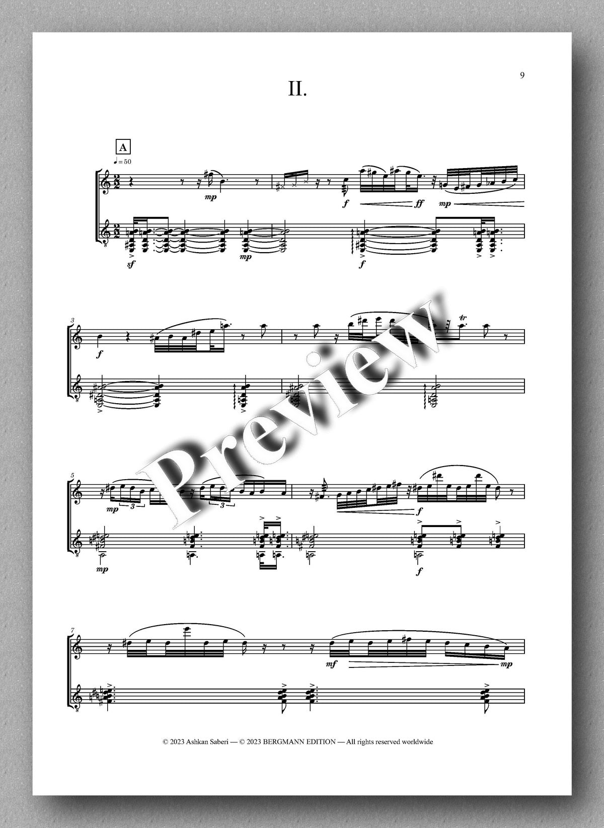 Ashkan Saberi, Sonata No. 1 - preview of the music score 2