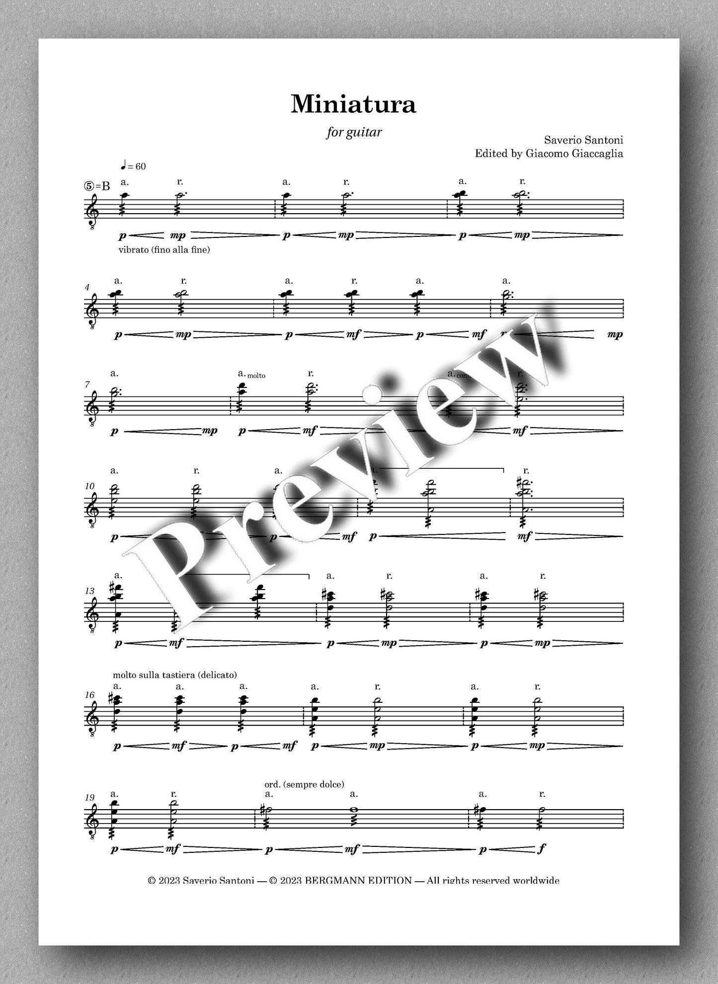 Miniatura by Saverio Santoni - preview of the music score