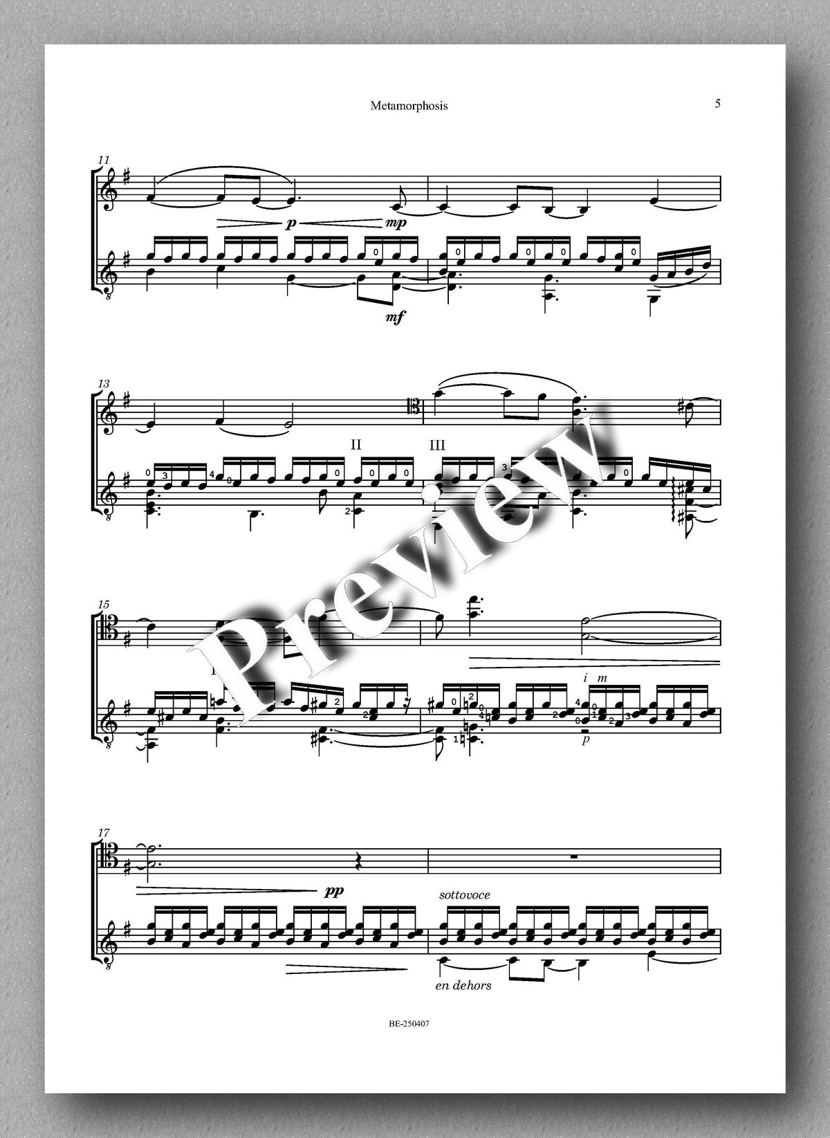 Luigi Scarpa, Metamorphosis, For cello and guitar - preview of the music score 2