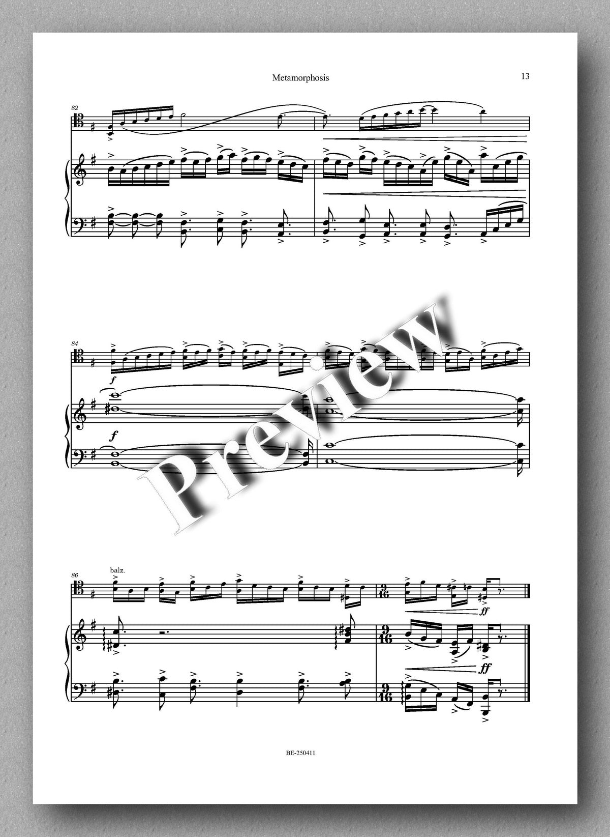 Luigi Scarpa, Metamorphosis, For cello and piano. Preview of the music score 3