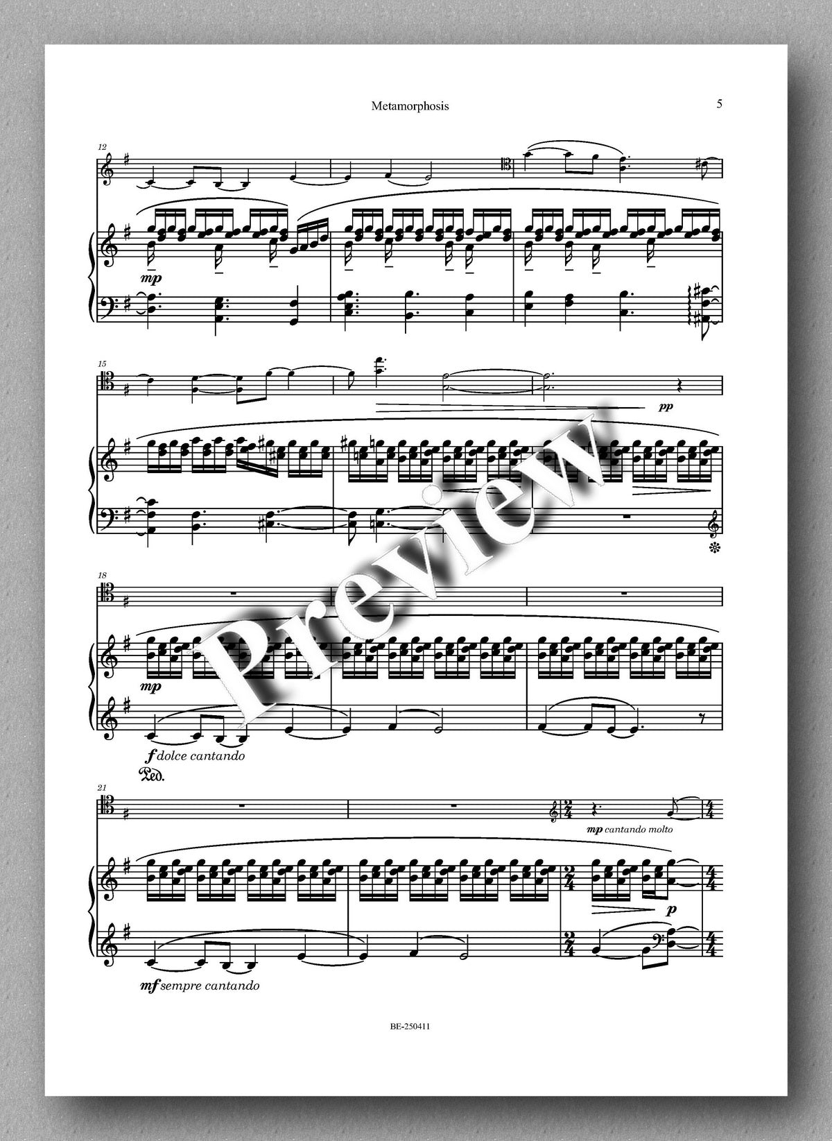 Luigi Scarpa, Metamorphosis, For cello and piano. Preview of the music score 2