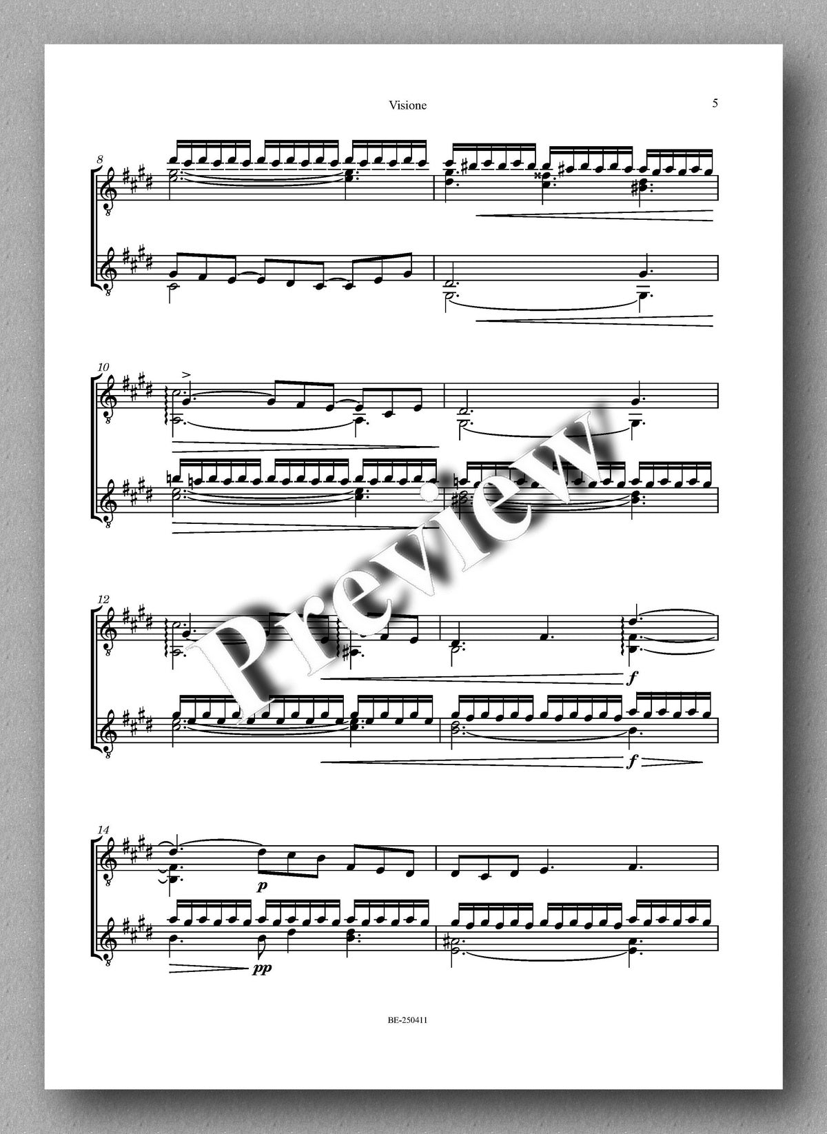 Nicola van Westerhout, Visione - preview of the music score 2