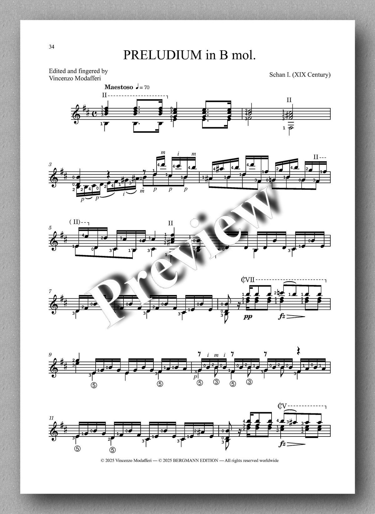 Sheet music for 'Preludium in B minor' edited by Vincentus Modafferi on a white background.