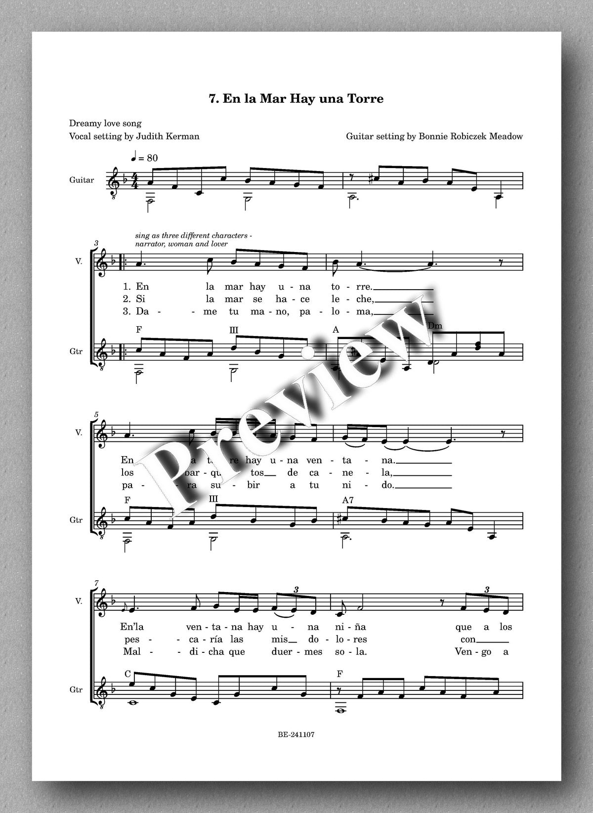 Bonnie Robiczek Meadow, Roses and Nightingales - preview of the music score 3