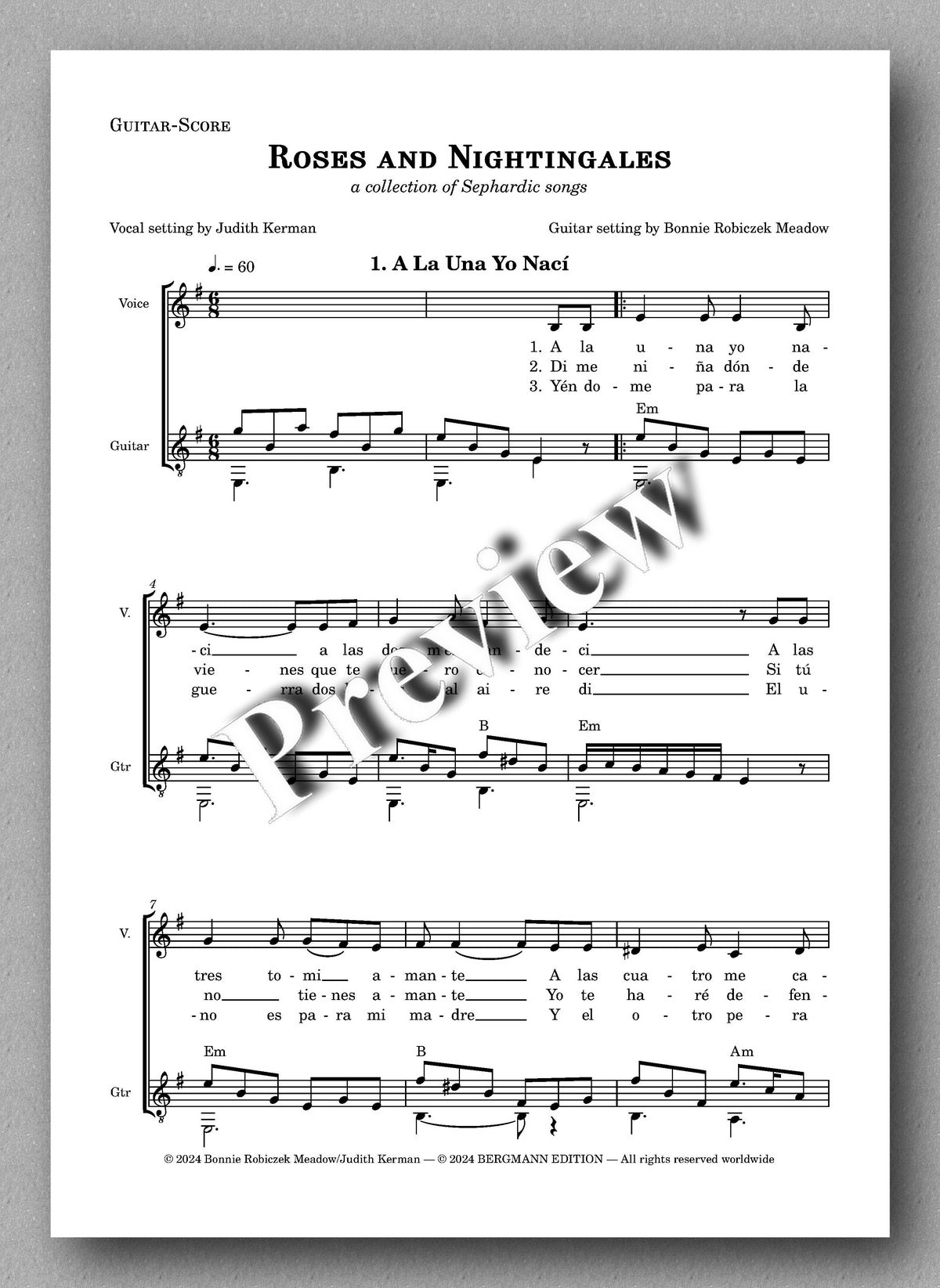 Bonnie Robiczek Meadow, Roses and Nightingales - preview of the music score 1