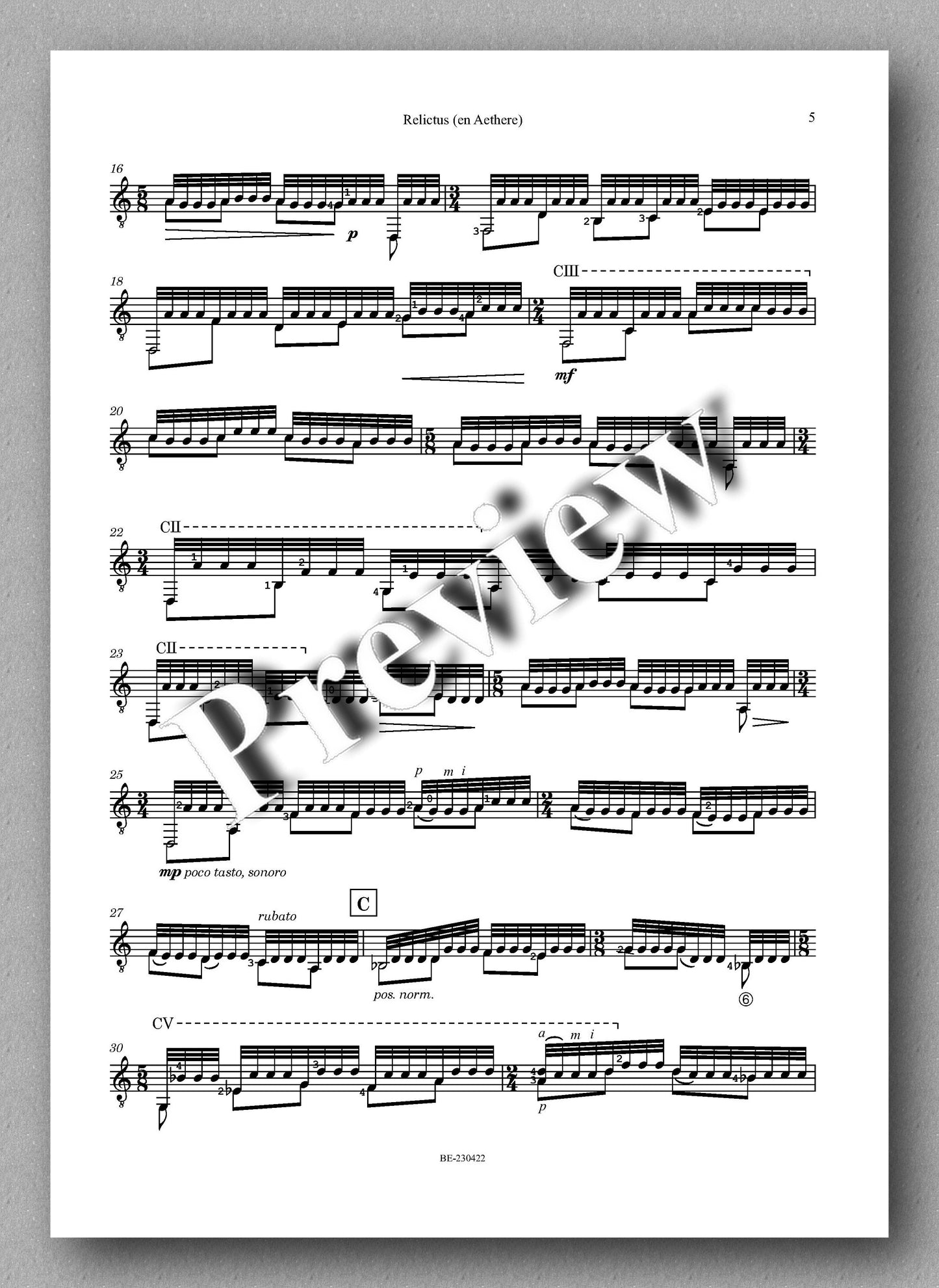 Jacob Seyer, Relictus (en Aethere) - preview of the music score 2