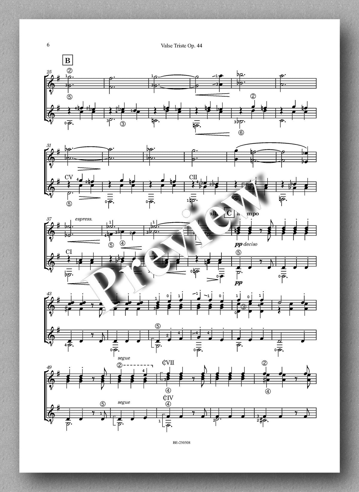 Jean Sibelius, Valse Triste Op. 44 - preview of the music score 2