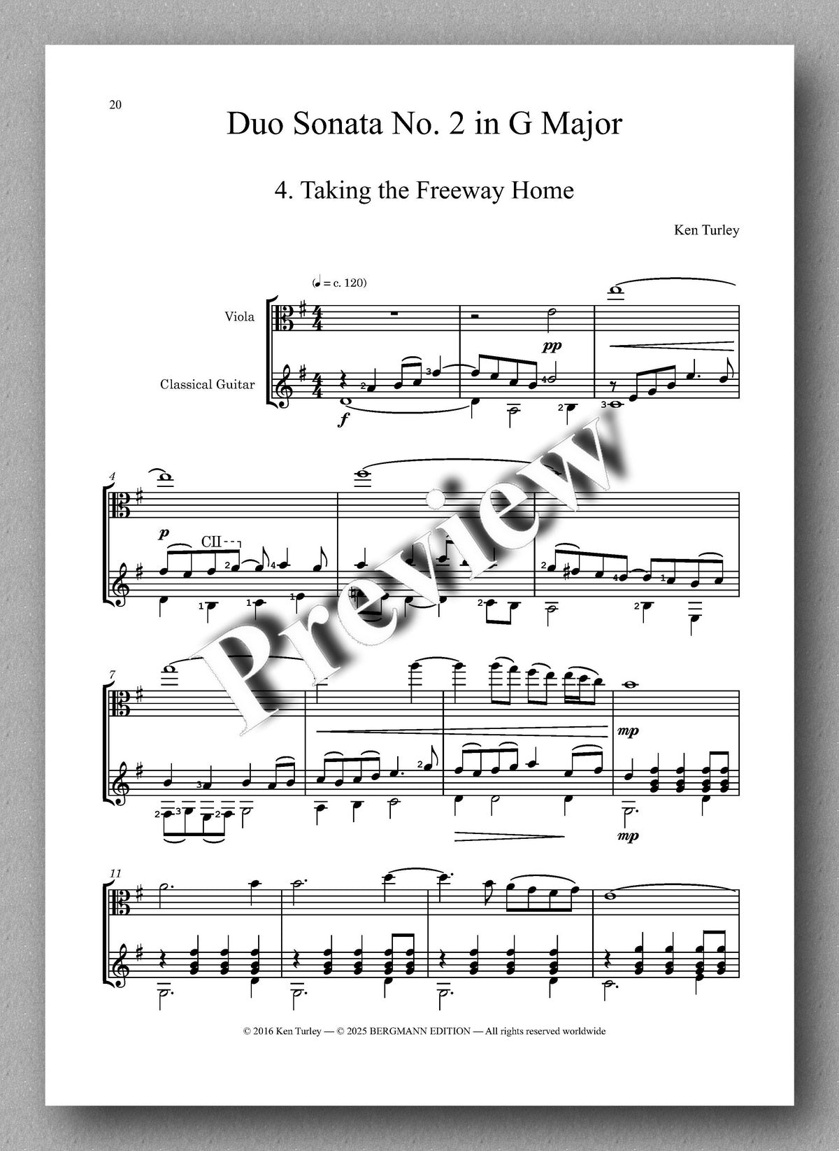 Ken Turley, Duo Sonata No. 2 in G Major, ROAD TRIP - preview of the music score 4