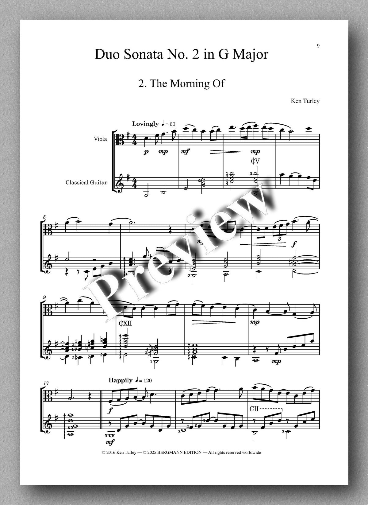 Ken Turley, Duo Sonata No. 2 in G Major, ROAD TRIP - preview of the music score 2