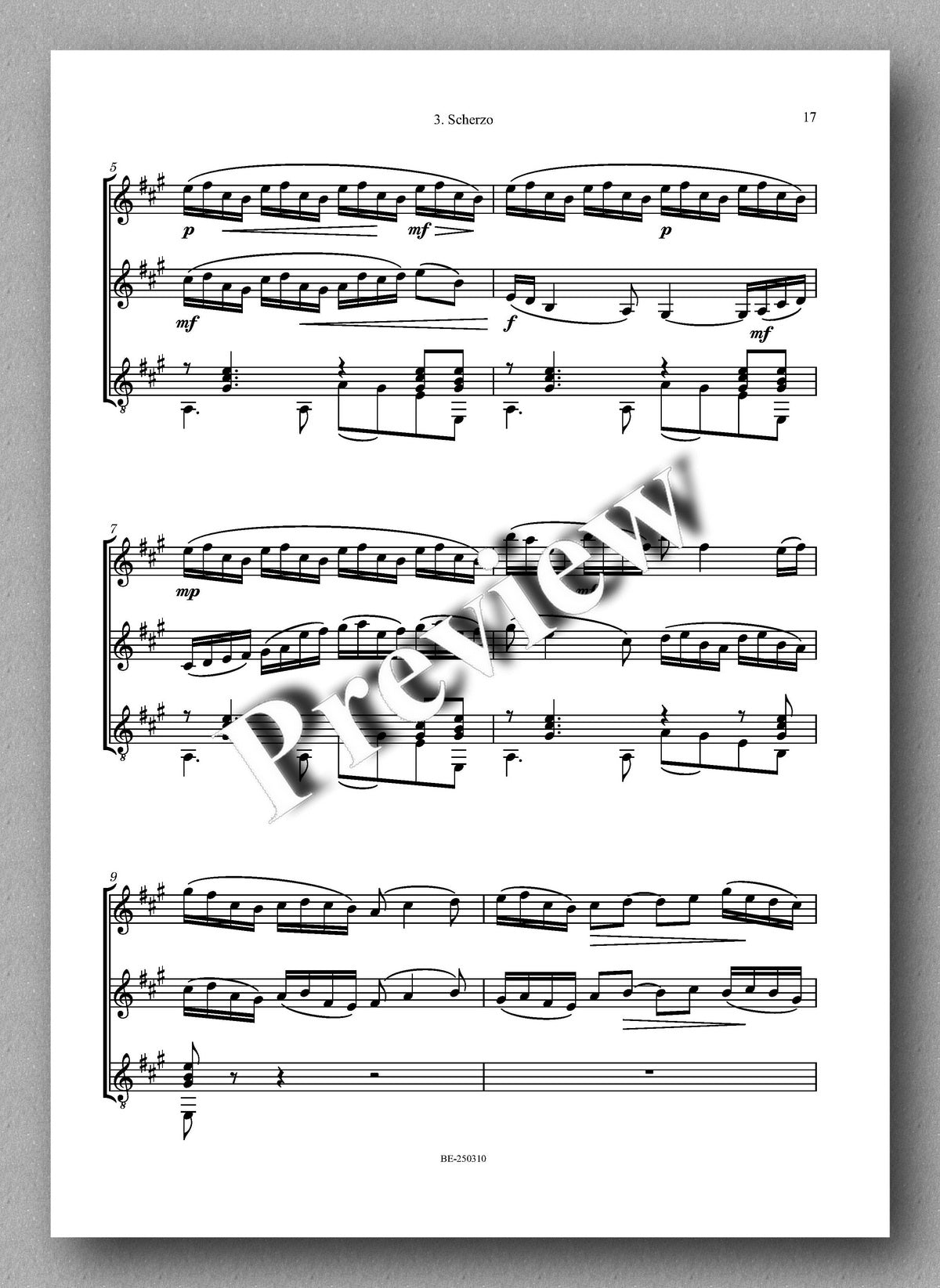 Ken Turley, Guitar Trio No. 1 in A Major - preview of the music score 5