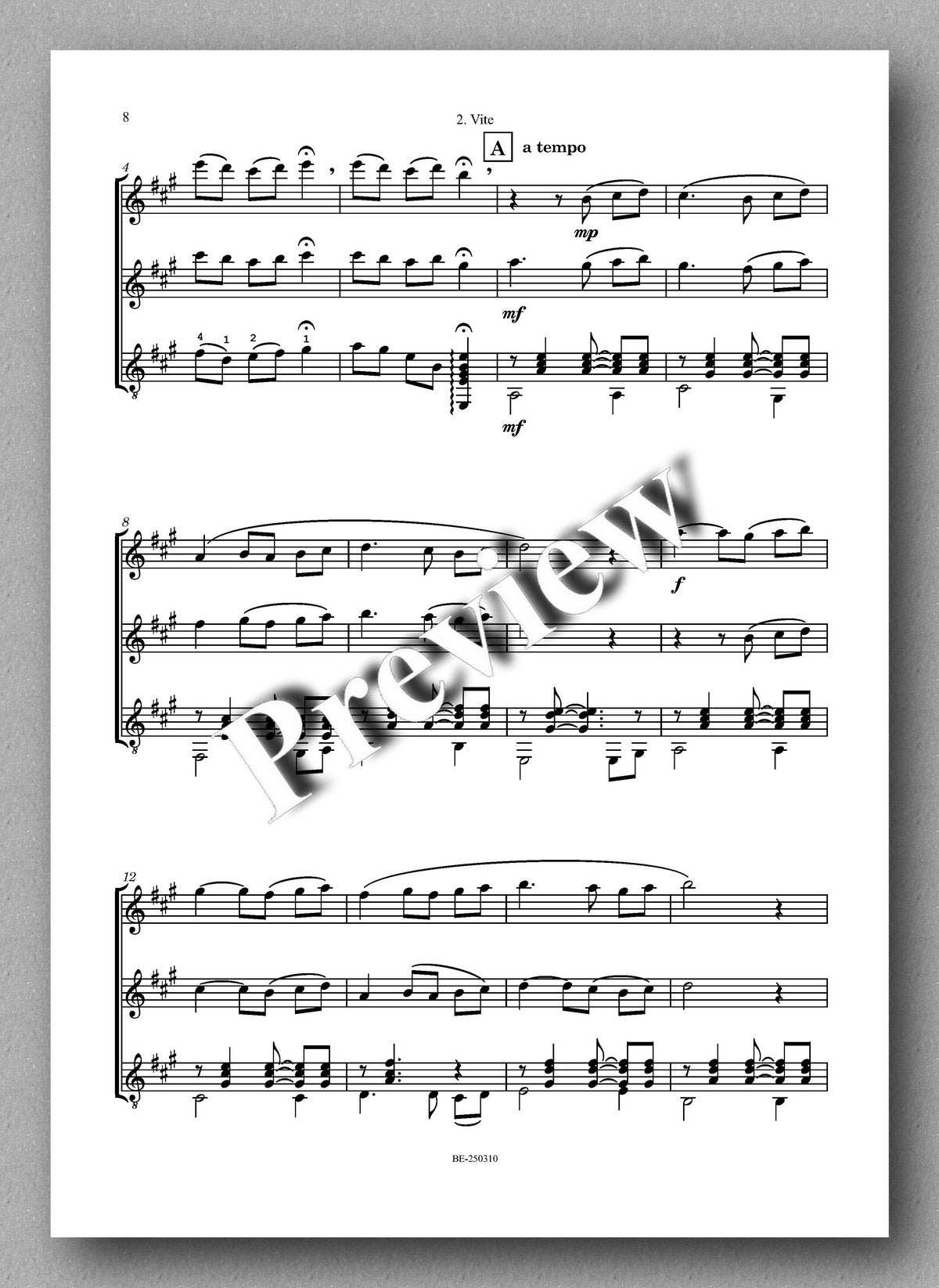 Ken Turley, Guitar Trio No. 1 in A Major - preview of the music score 3