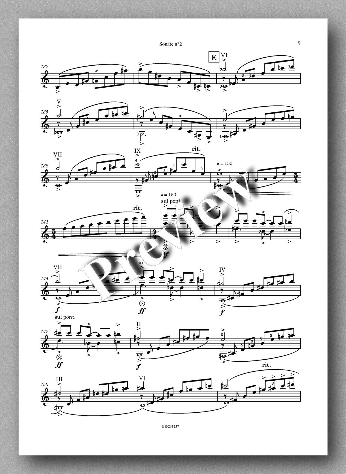 Sonate n°2 by Christian Vasseur - preview of the music score 2