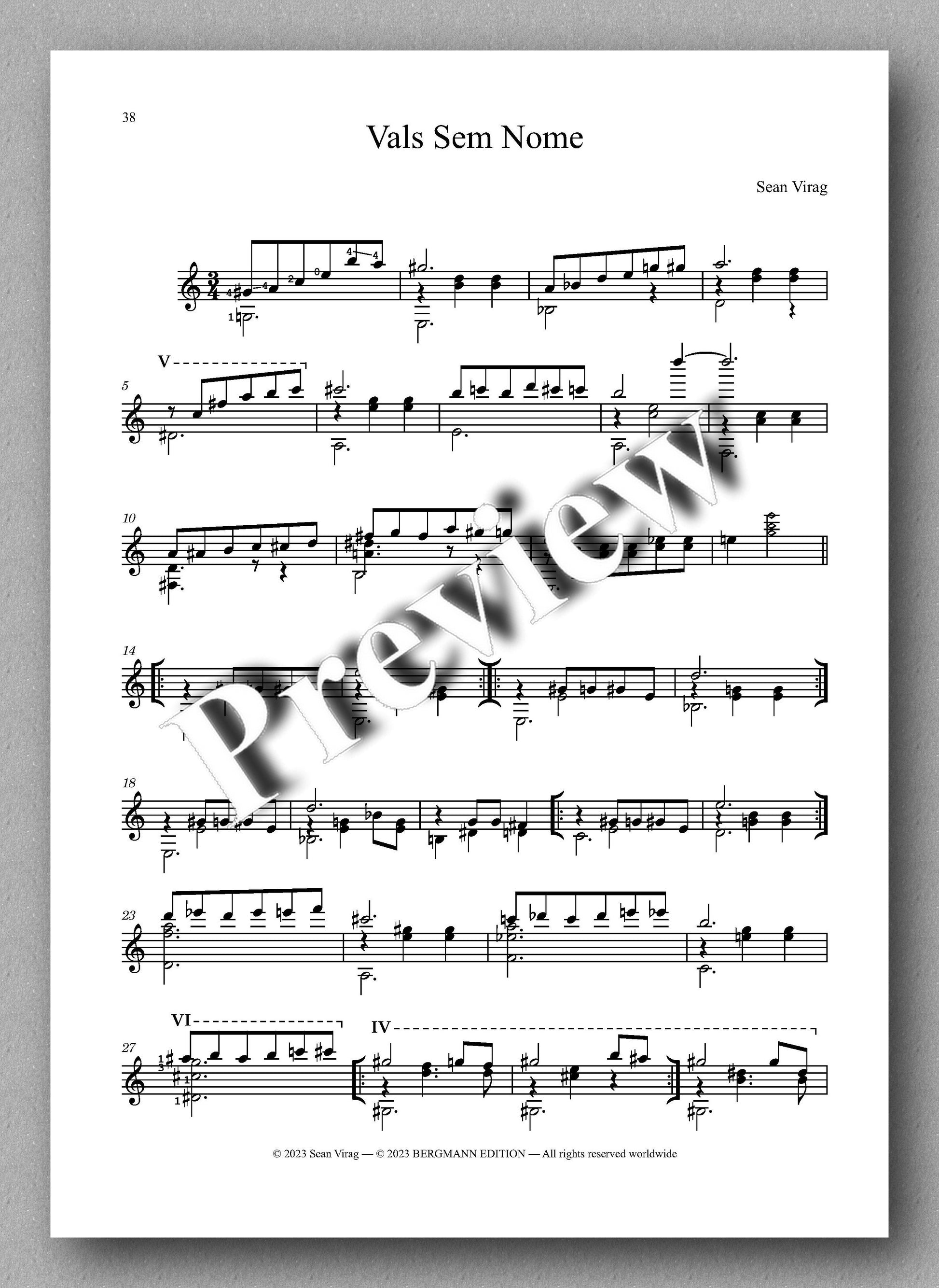 Sean Virag, Ten Pieces for Classical Guitar - preview of the music score 5