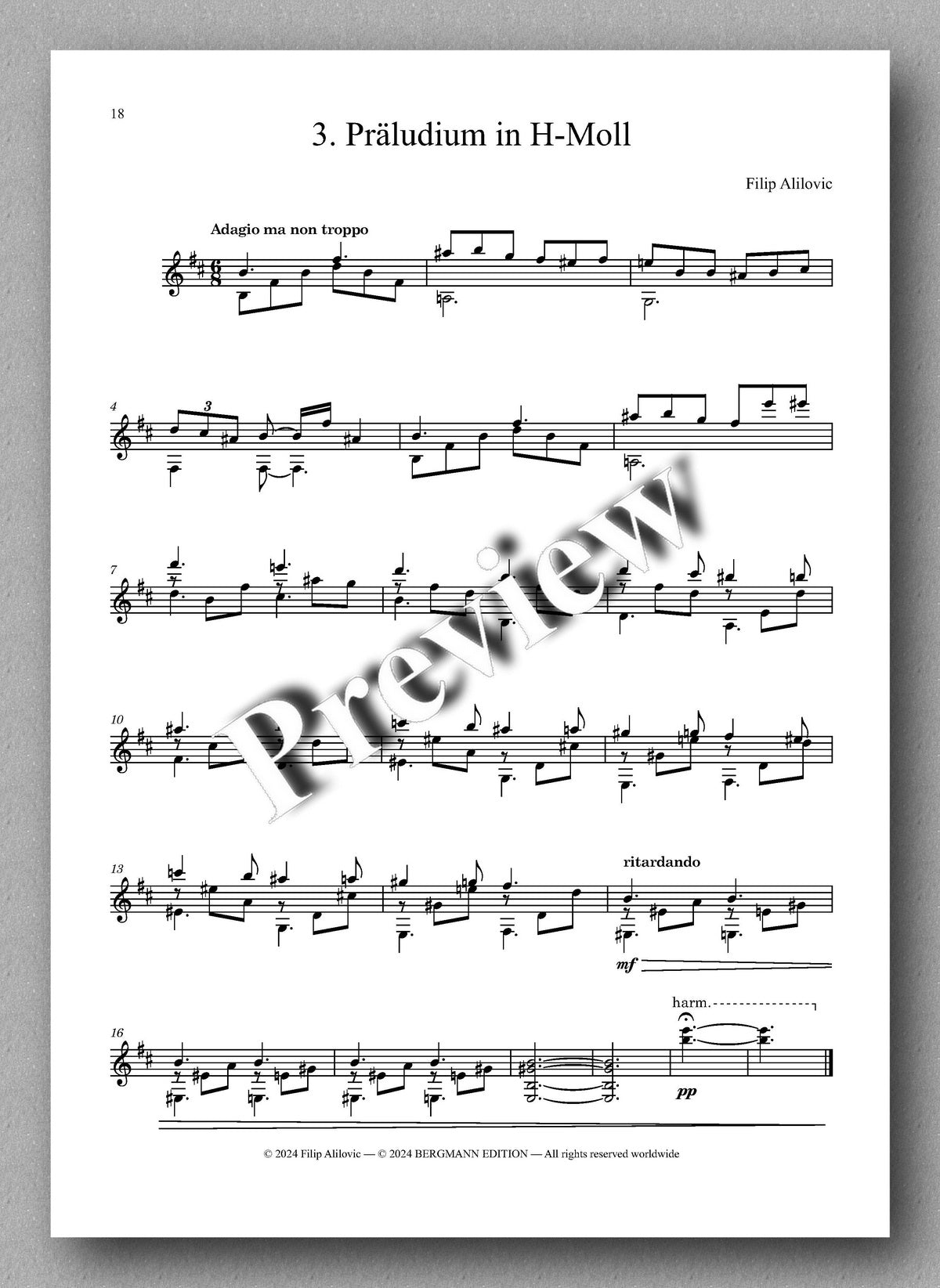 Alilovic, 24 Preludes and Sonatas Vol. 1 - preview of the music score 5