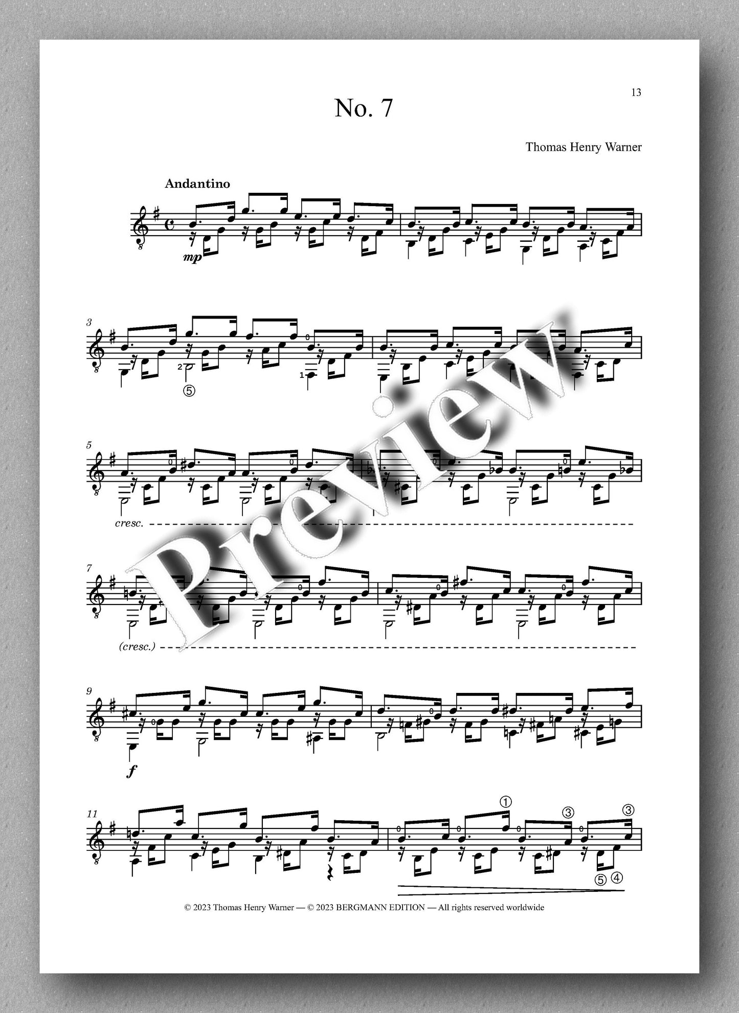 Album de pièces brèves et poétiques, by Thomas Henry Warner - preview of the music score 3