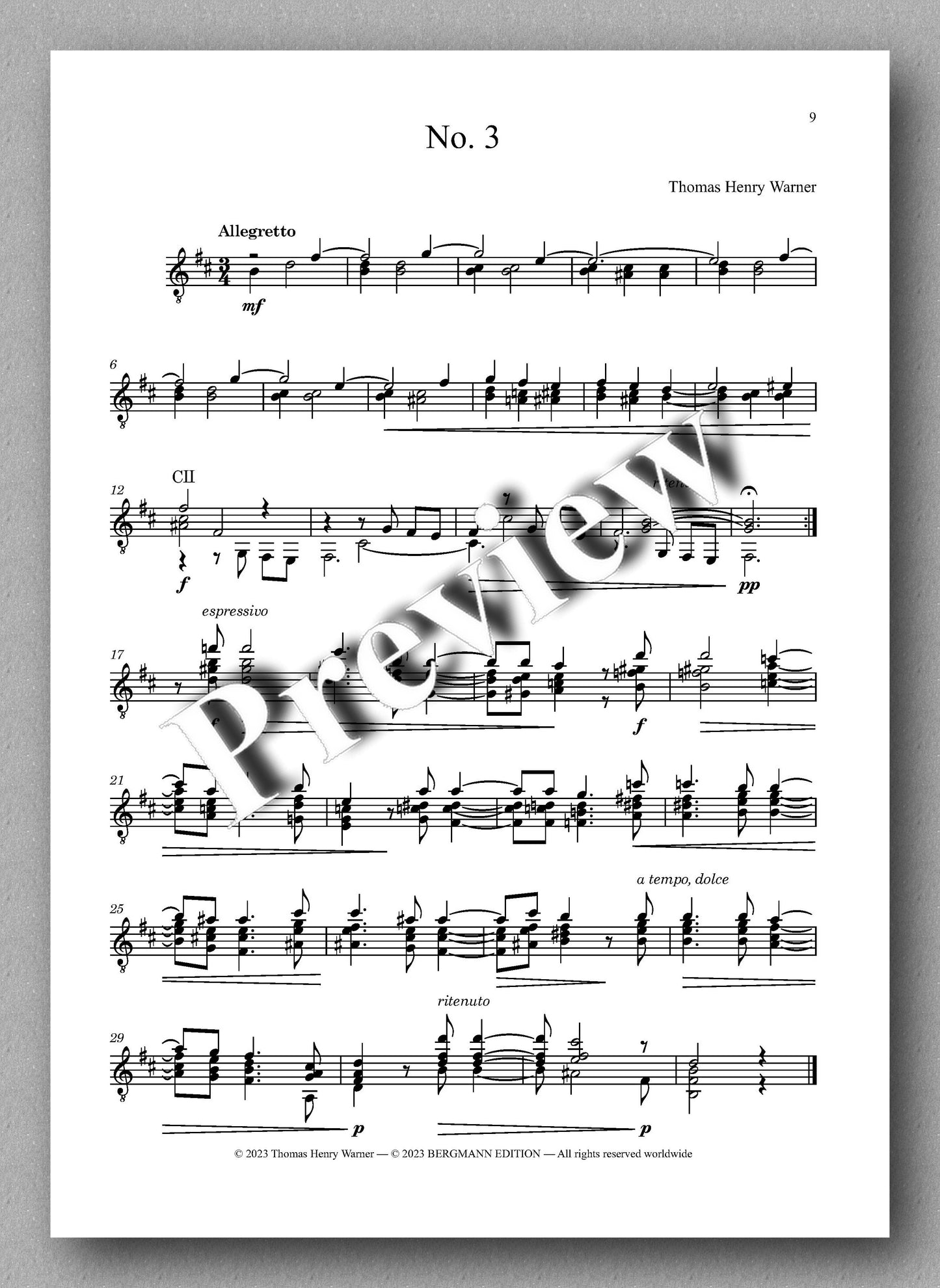 Album de pièces brèves et poétiques, by Thomas Henry Warner - preview of the music score 2
