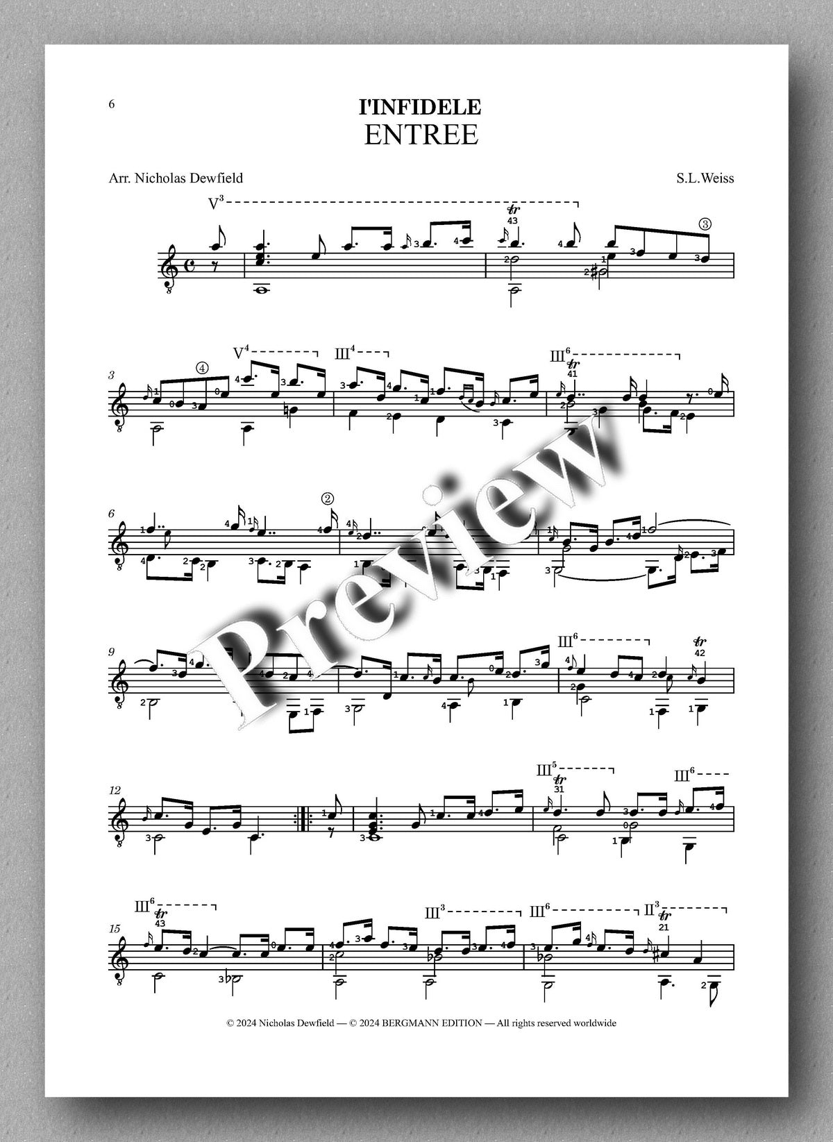 Sylvius Leopold Weiss (1687-1750), Sonata No. 29 - preview of the music score 1