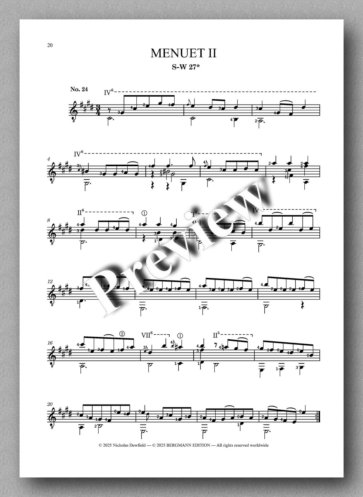 Sylvius Leopold Weiss (1687-1750), Individual Pieces, Volume 4 - preview of music score 6