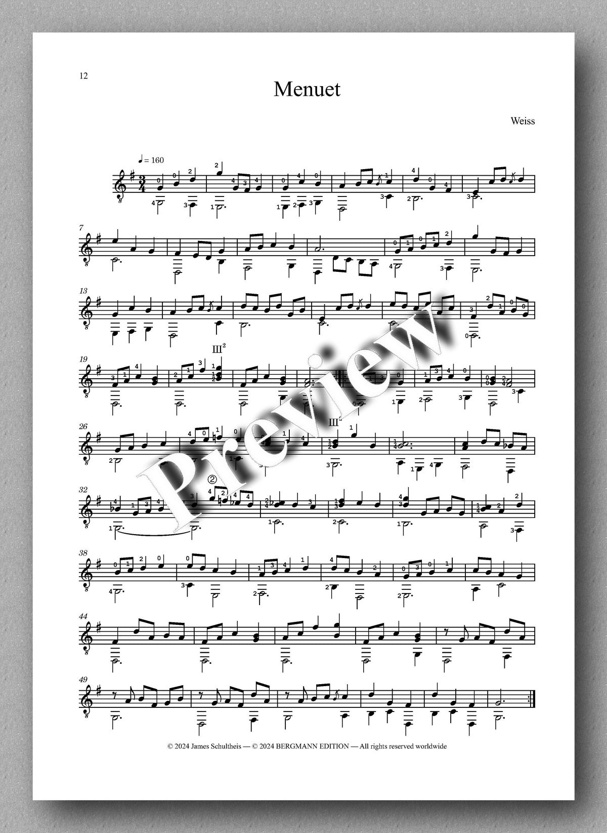 Sylvius Leopold Weiss (1687-1750), Sonata 46 - preview of the music score 6
