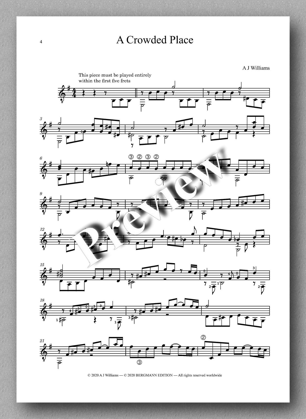Andrew Williams, A Crowded Place - preview of the music score