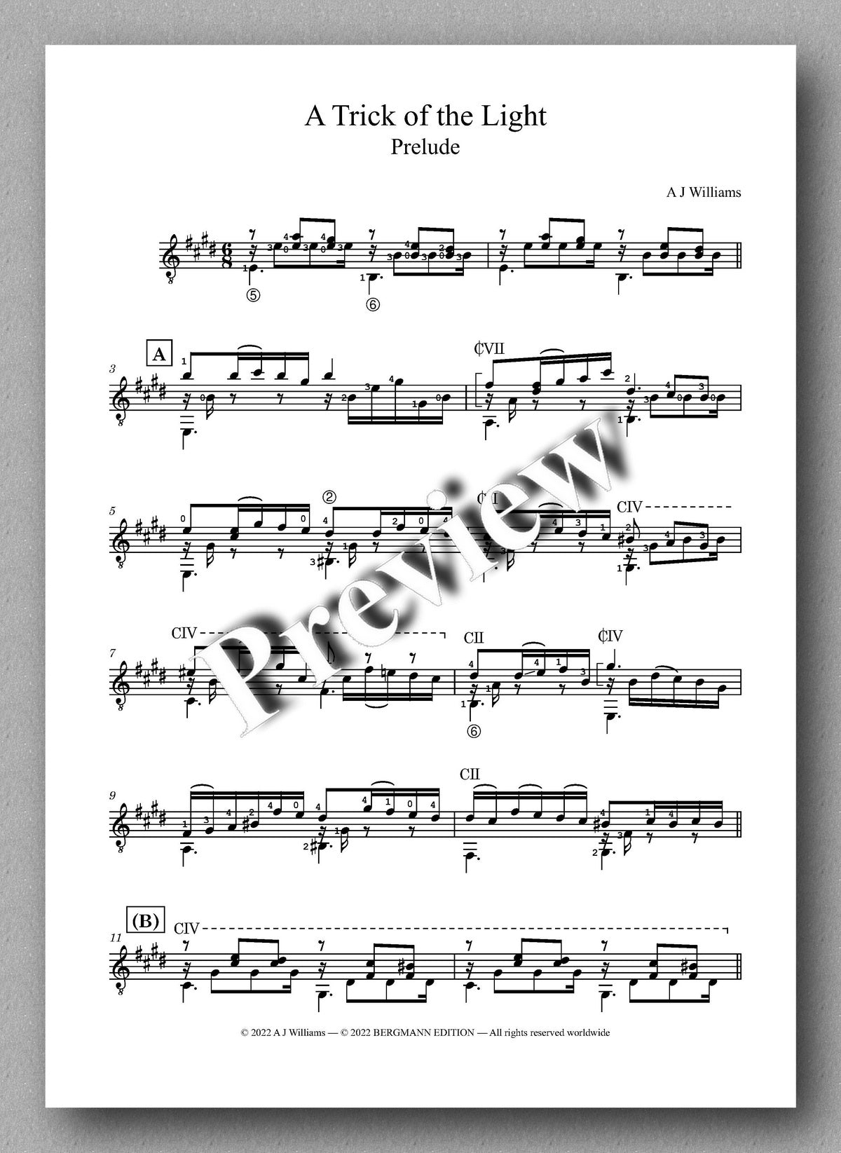 Andrew Williams, A Trick of the Light - preview of the music score 1