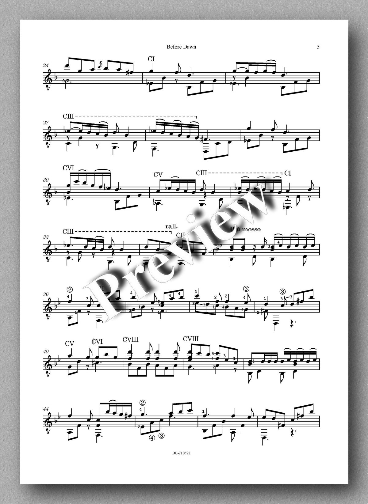 Williams, Before Dawn - music score 2
