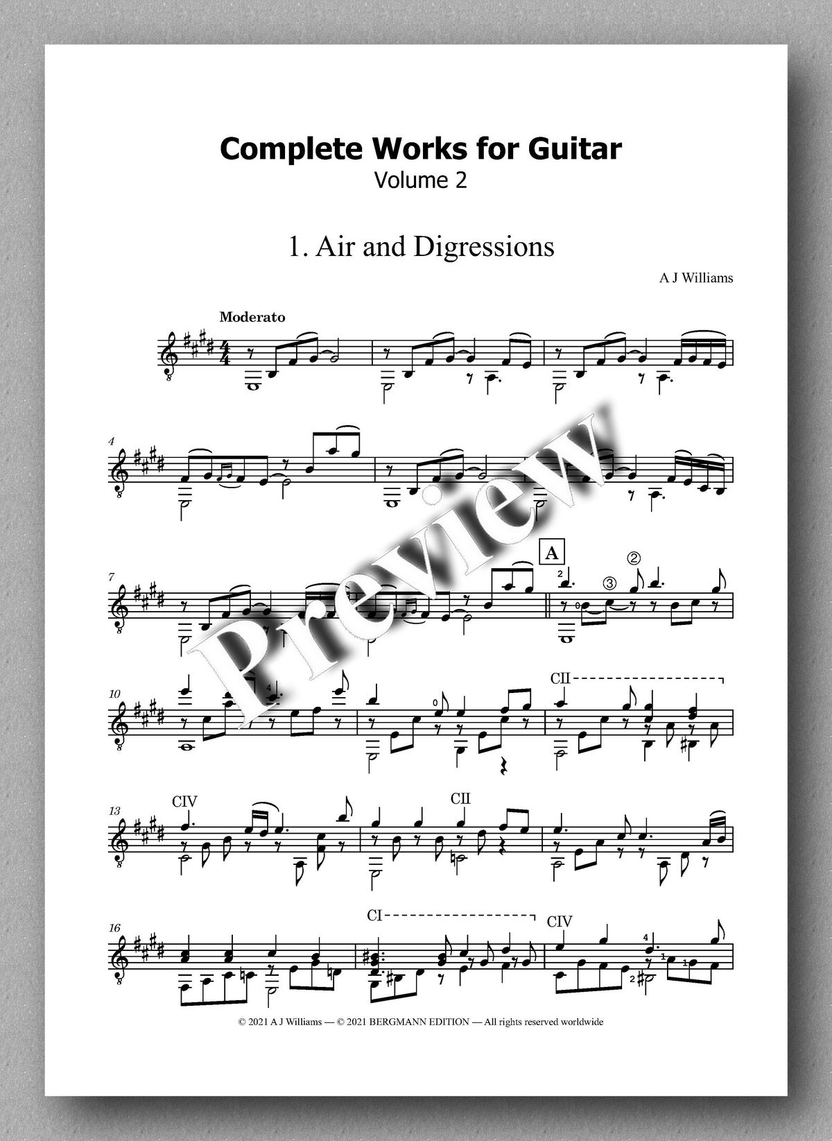 Williams, Complete Works, Volume 2 - music score 1