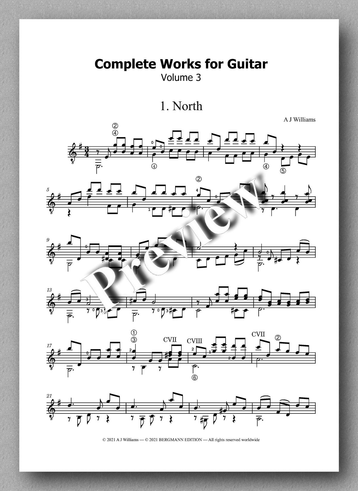 Williams, Complete Works, Volume 3 - music score 1