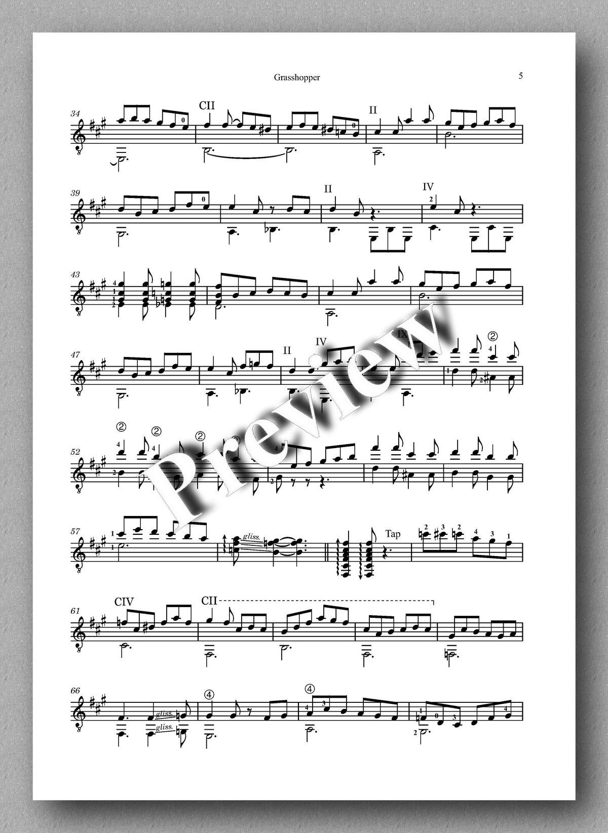 Andrew Williams, Grasshopper - preview of the music score 2