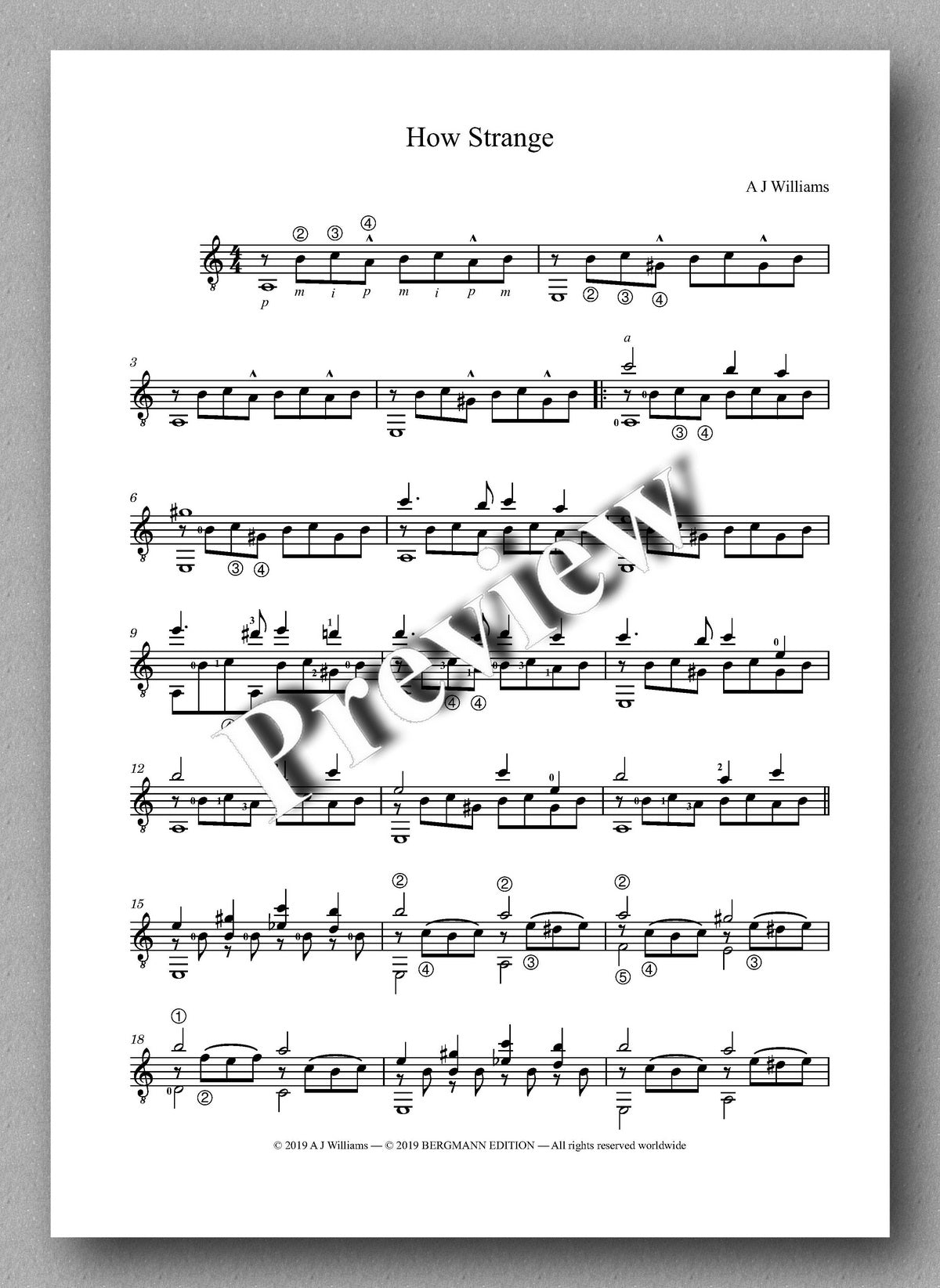 Williams, How Strange - preview of the music score
