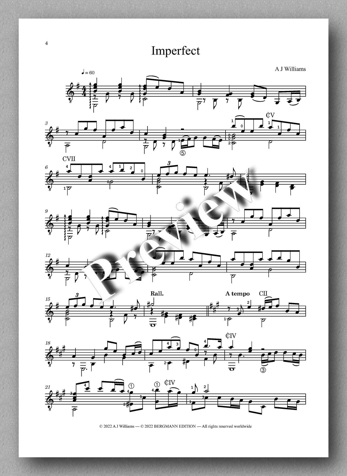 Williams, Imperfect - Music score 1